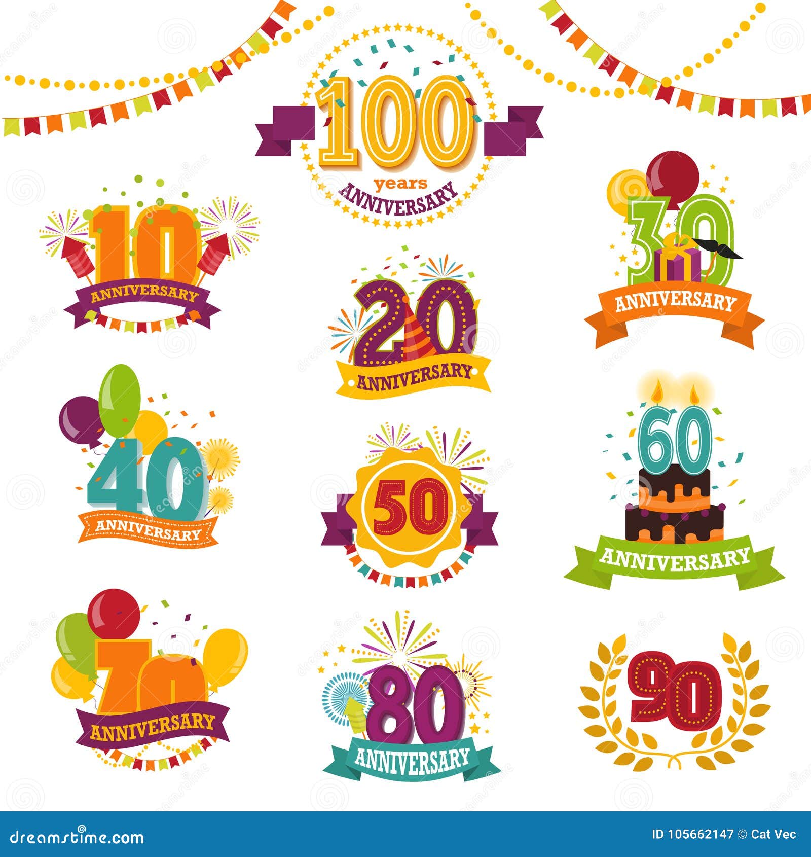 anniversary badges set vector