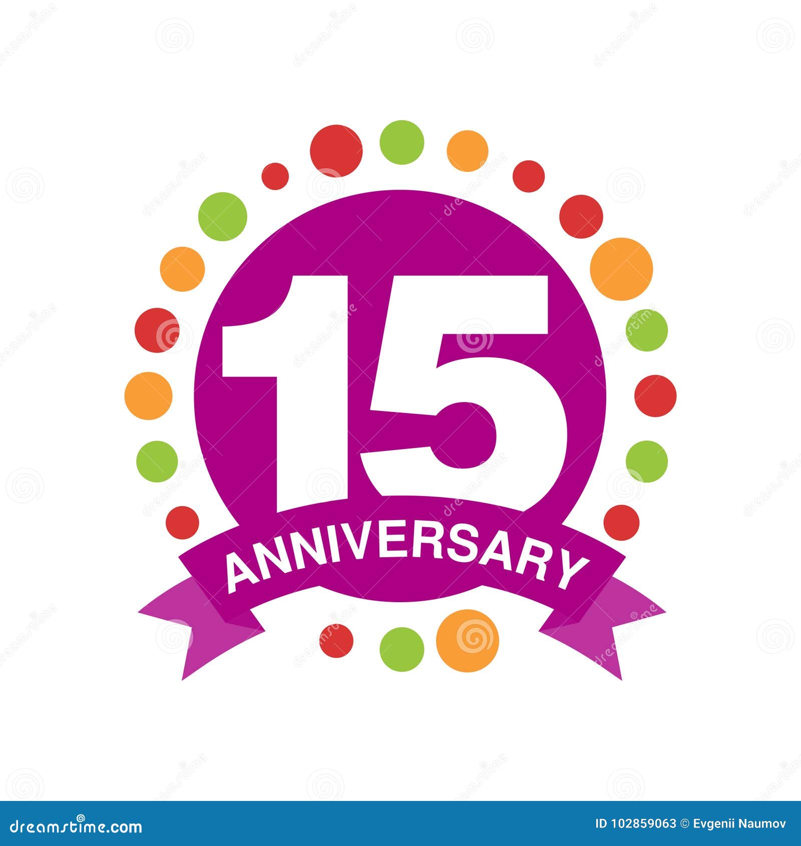 15 anniversary colored logo design happy holiday festive happy anniversary ribbon