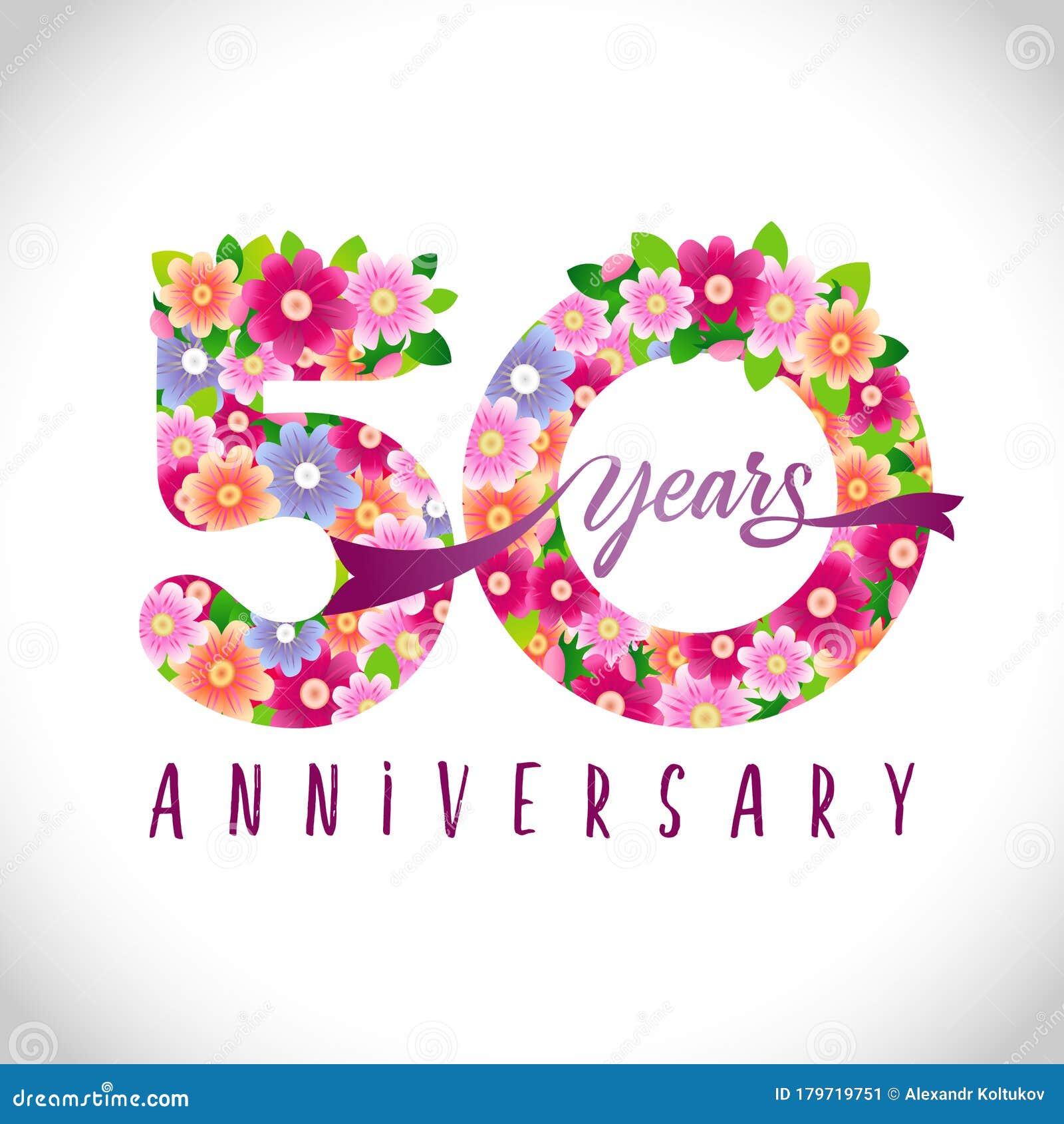 50 Anniversary Logo Floral Stock Vector Illustration Of Flower 179719751