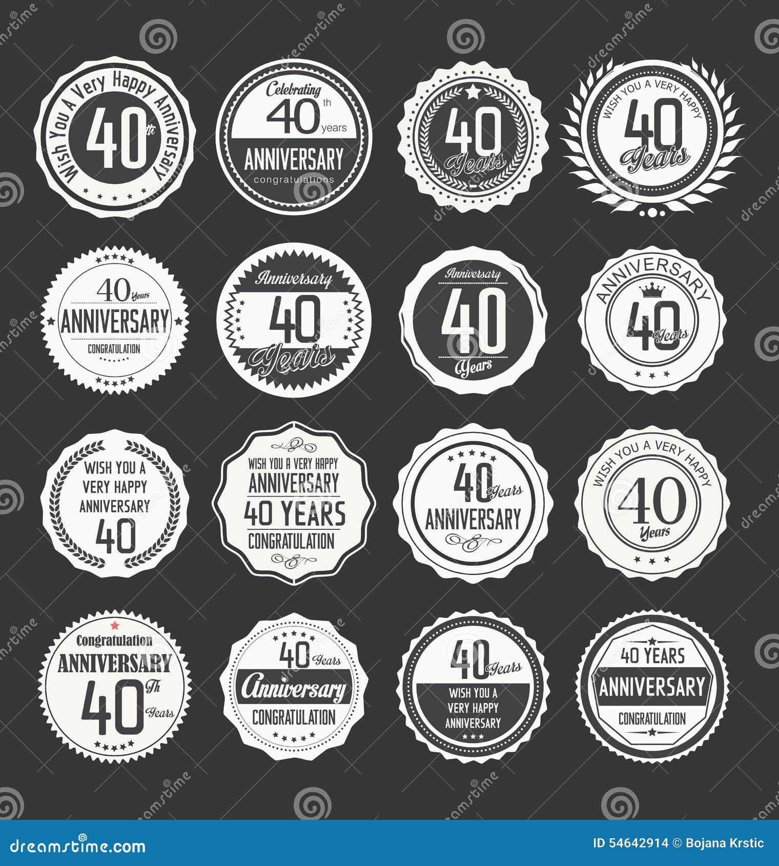 Fonkelnieuw Anniversary Retro Badge Collection, 40 Years Stock Illustration YG-44