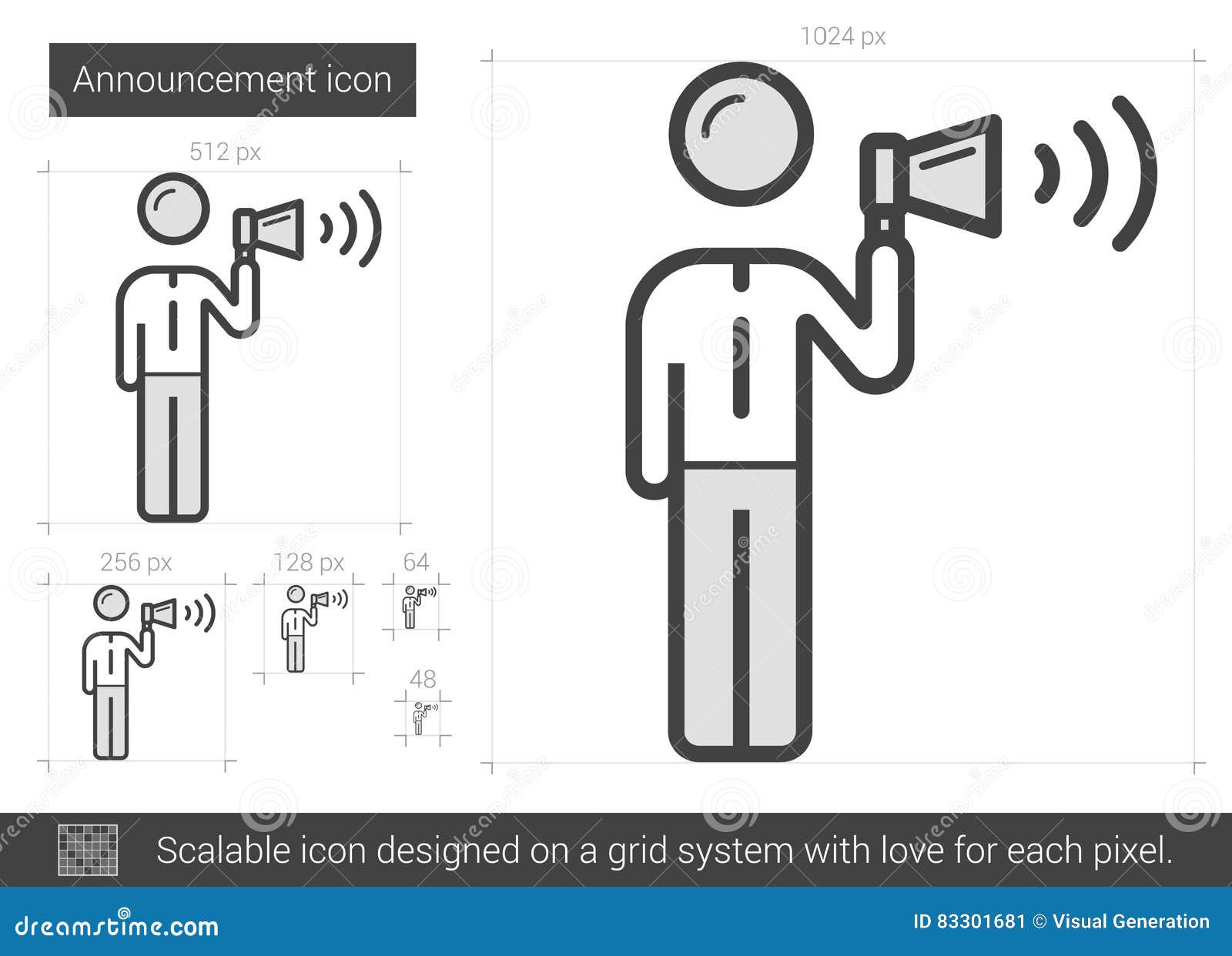 Announcement line icon. stock vector. Illustration of icon 83301681