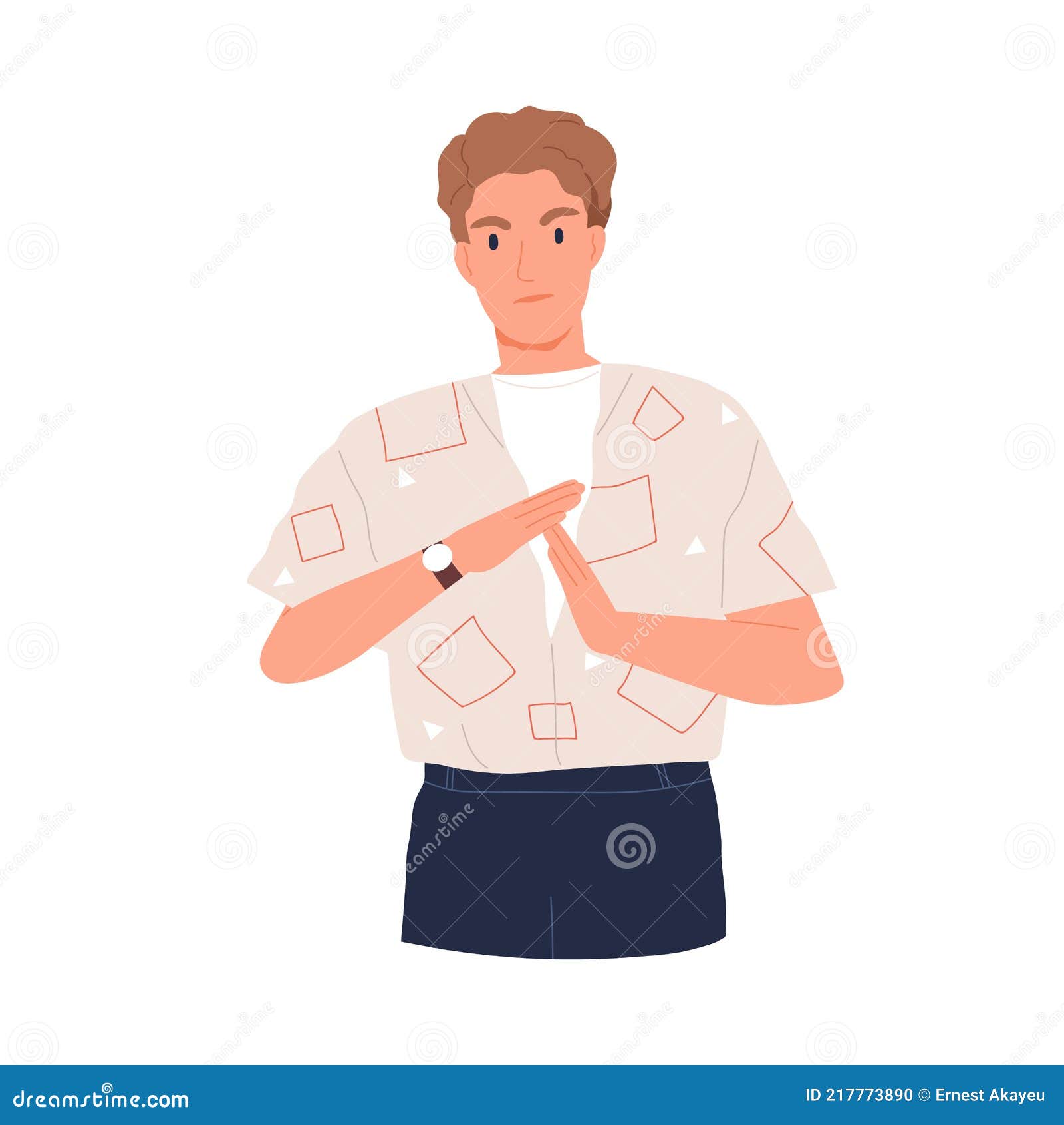 annoyed man showing pause sign or break time signal with hands. non-verbal communication. person indicating timeout and