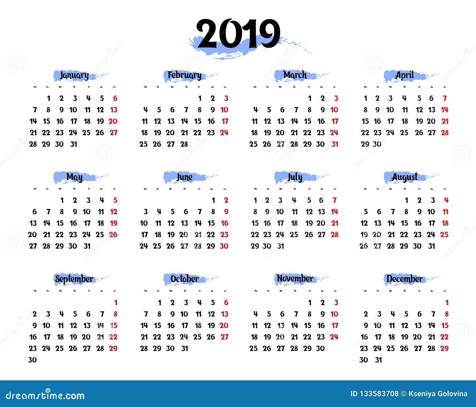 Annual Calendar For 2025 Vector Illustration | CartoonDealer.com #181167328