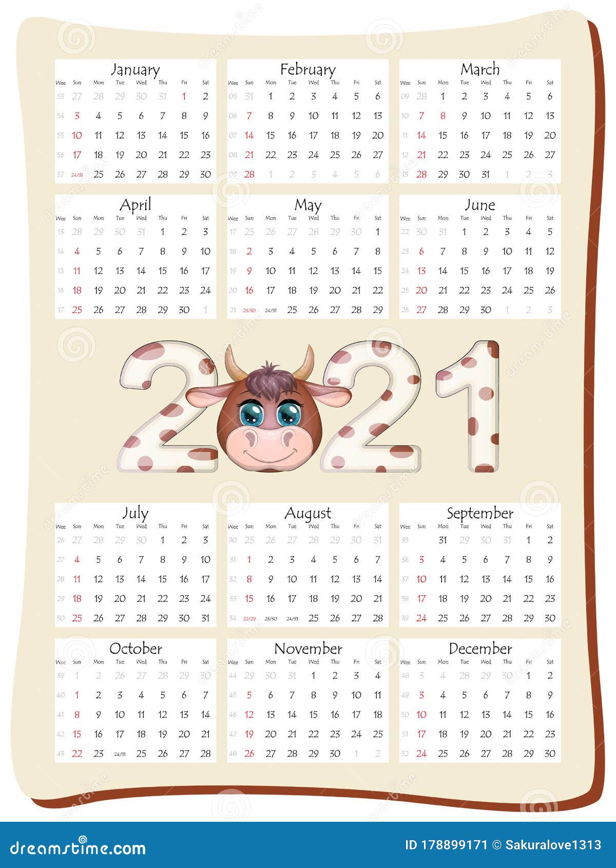 Chinese 7th 2021 month calendar