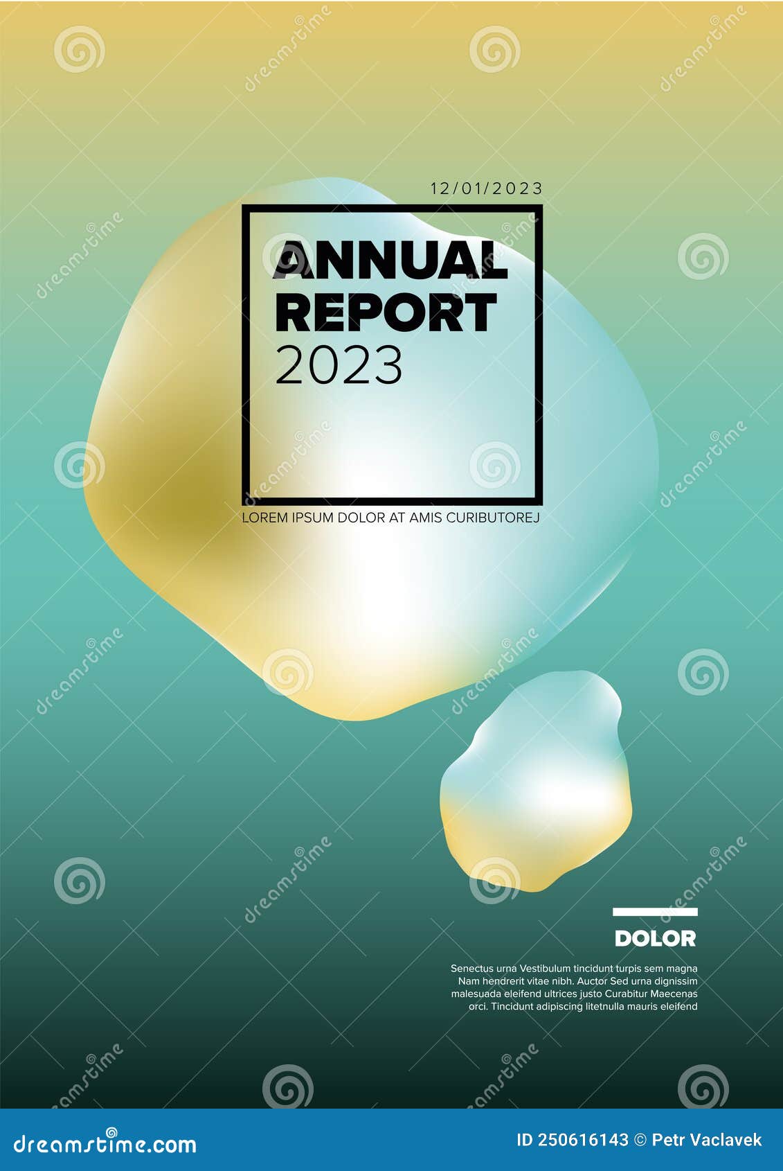 Annual Minimalistic Teal Yellow Report Cover Template Stock Vector