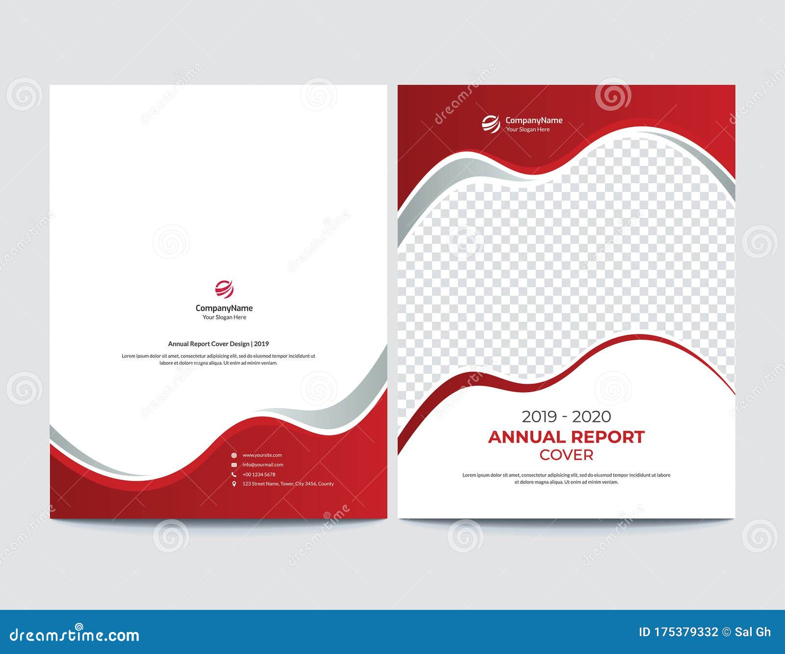 Front and Back Annual Report Cover Design with Image Stock Vector
