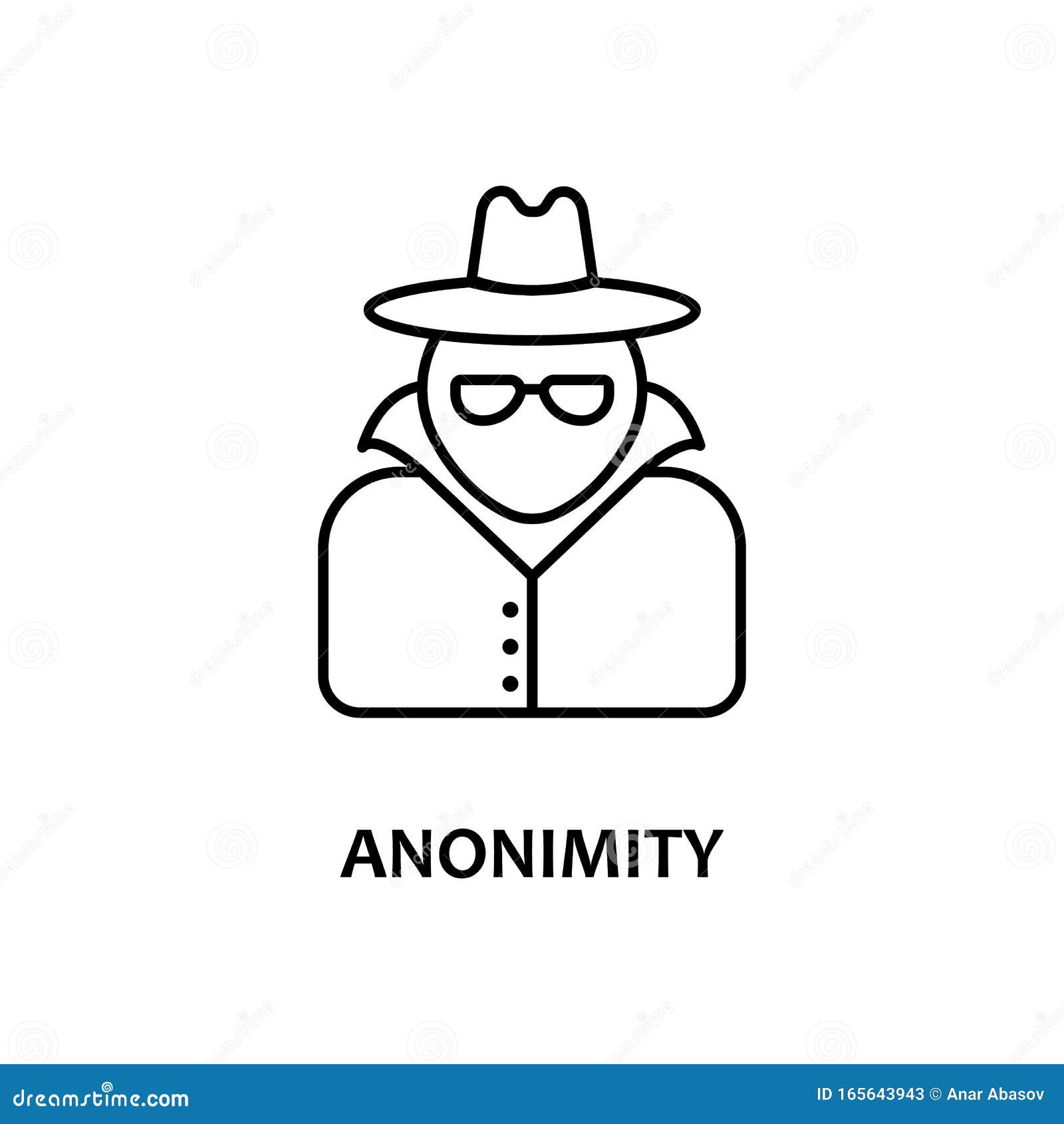 anonimity icon with name.  of crypto currency for mobile concept and web apps. thin line anonimity icon can be used for web