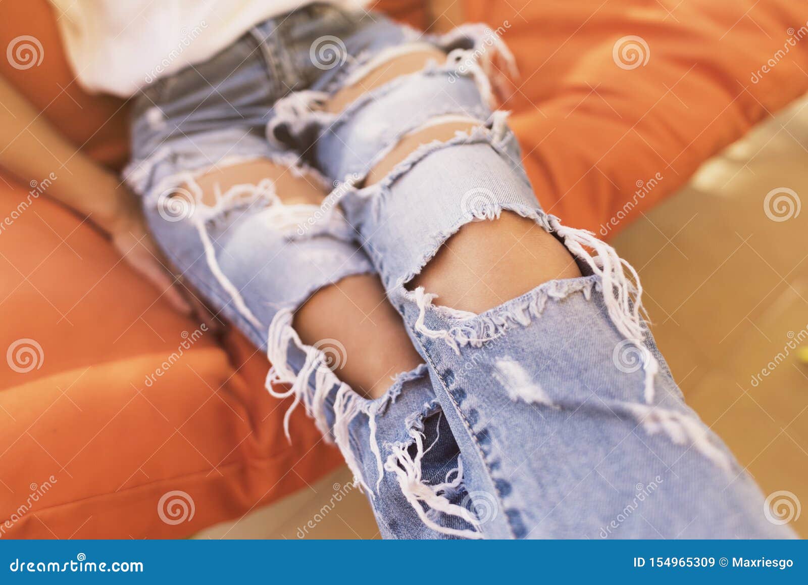 Anonymous Image Of Woman With Torn Jeans On A Summer Day Stock Image Image Of Jeans Adults