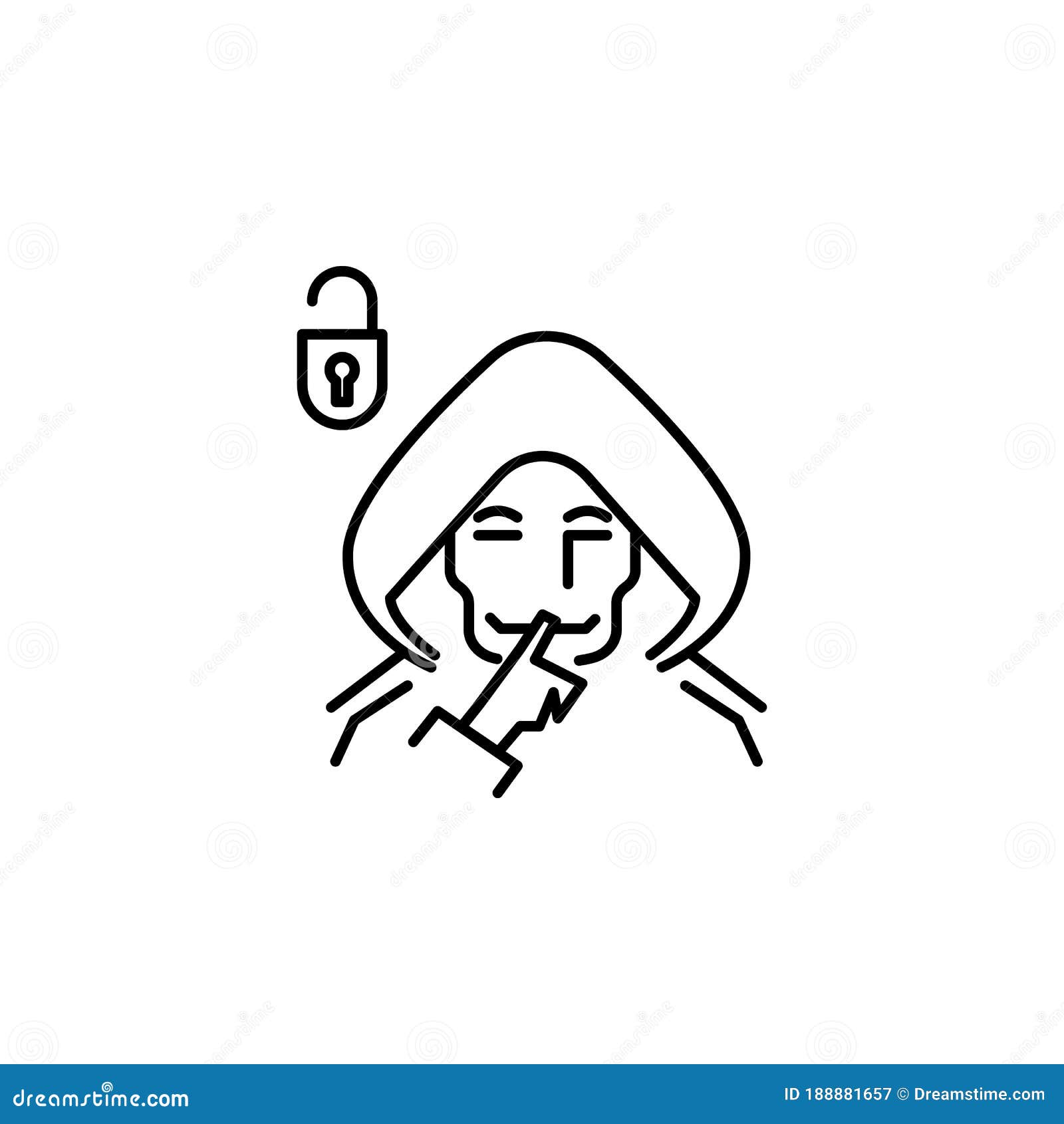 anonymus, hacker, lock icon.  of crypto currency icon for mobile concept and web apps. outline anonymus, hacker, lock icon