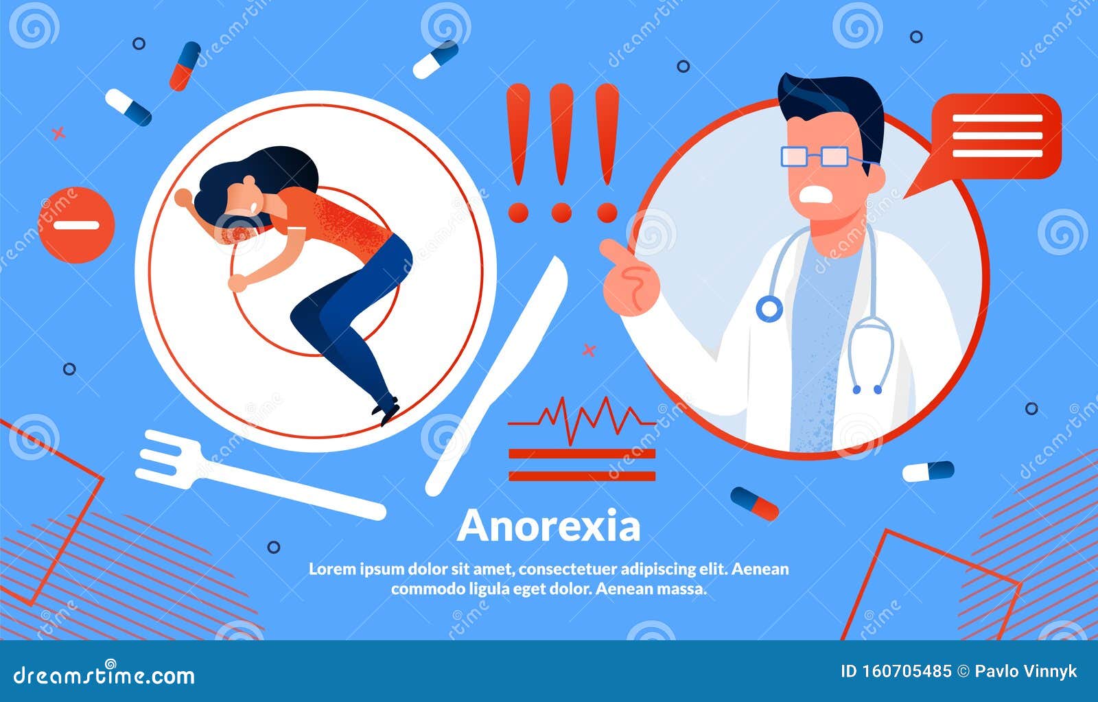 Anorexia Disorder Treatment Vector Banner Template Stock Vector Anorexia Disorder Treatment Vector Banner Template Stock Vector