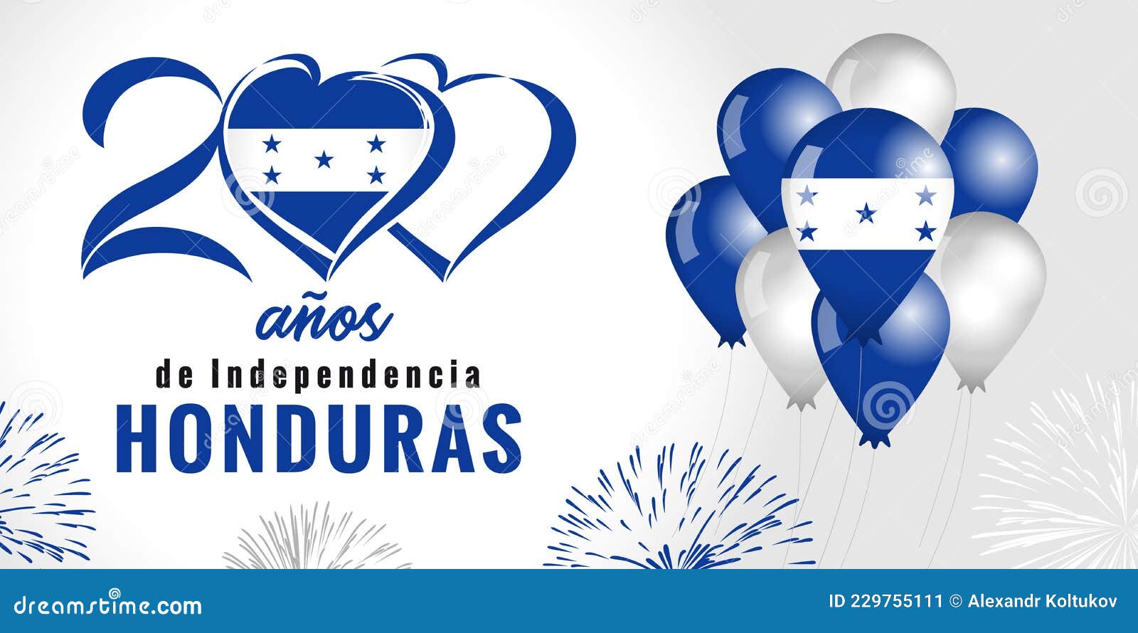 200 anos anniversary indepedencia honduras, fireworks and balloons