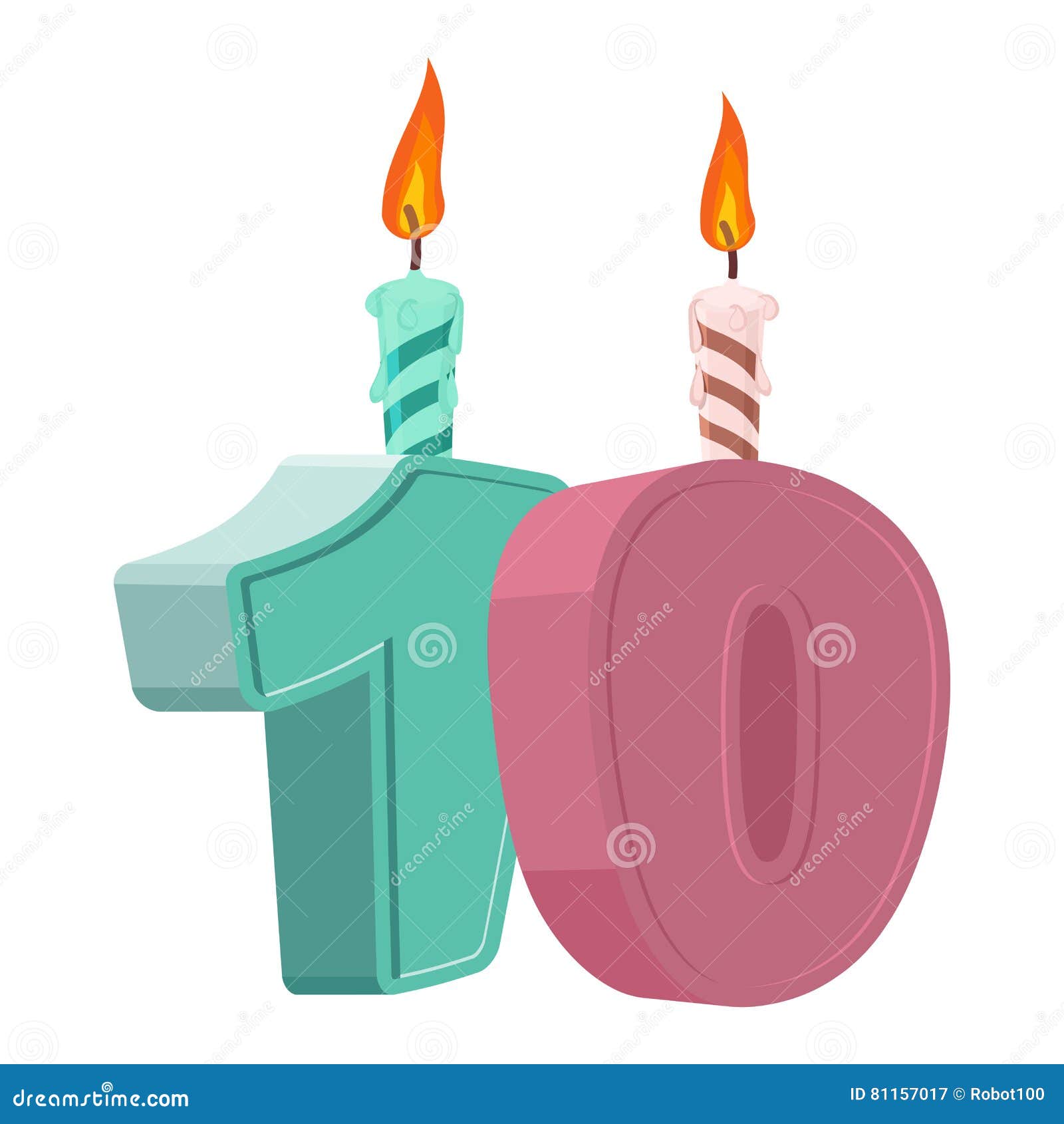 10 Ans D'anniversaire Nombre Avec La Bougie De Fête Pour Le Gâteau De  Vacances Illustration de Vecteur - Illustration du anniversaire, régal:  81157017