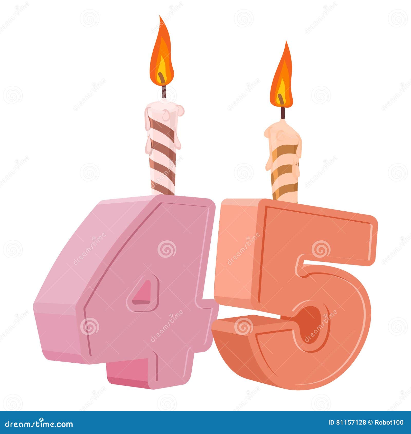 45 Ans D'anniversaire Nombre Avec La Bougie De Fête Pour Le Gâteau De  Vacances Illustration de Vecteur - Illustration du lumineux, enflammez:  81157128