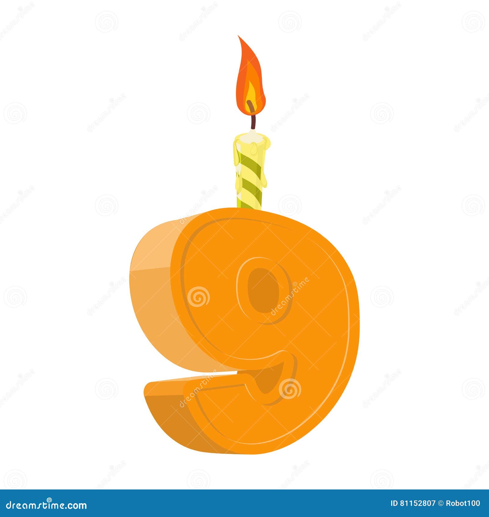 9 Ans D'anniversaire Nombre Avec La Bougie De Fête Pour Le Gâteau De  Vacances N Illustration de Vecteur - Illustration du brûlure, datte:  81152807