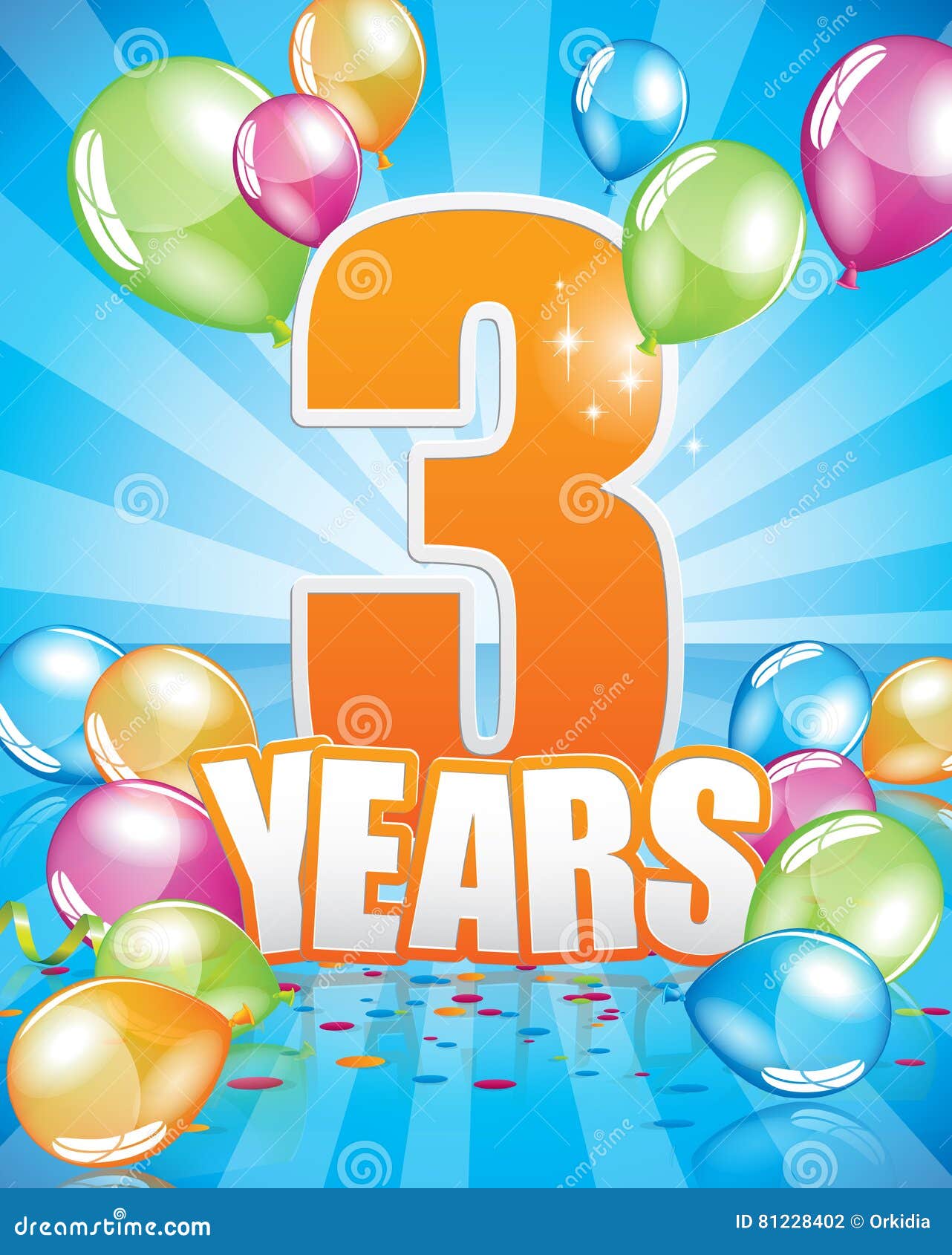 3 Ans De Carte D Anniversaire Illustration De Vecteur Illustration Du Adulte Carte