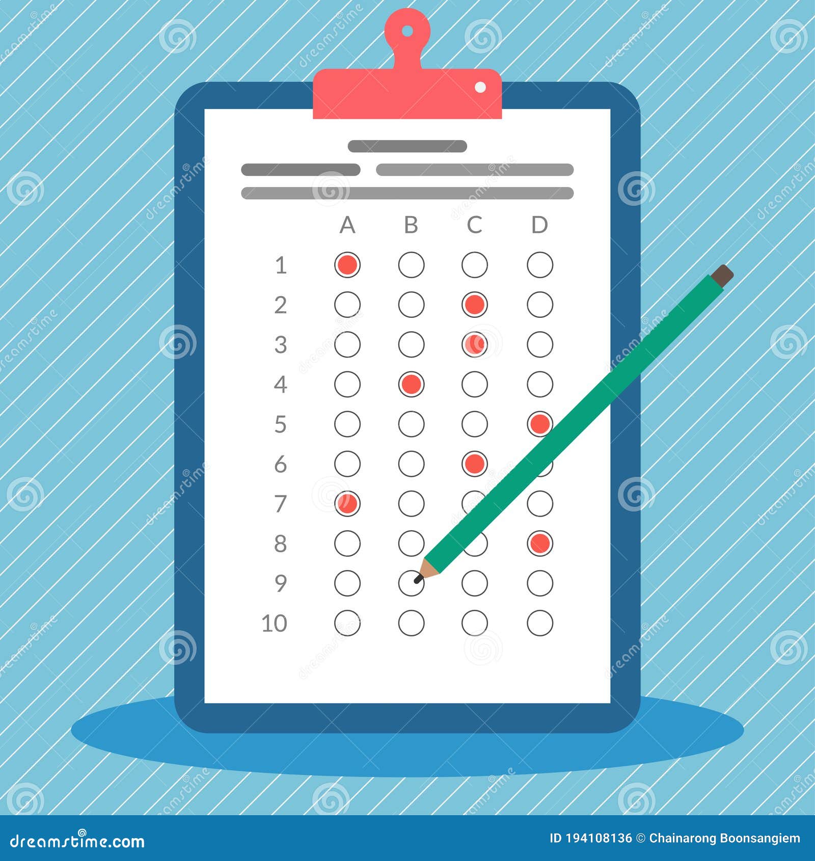 Answer Sheet for Exam Testing Stock Illustration - Illustration of