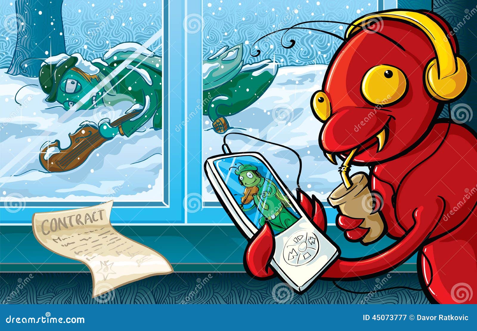 The Ant And The Grasshopper Stock Illustration - Illustration of 