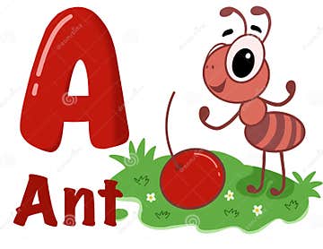Ant Illustration with Alphabet a Cute for Kid Stock Illustration ...