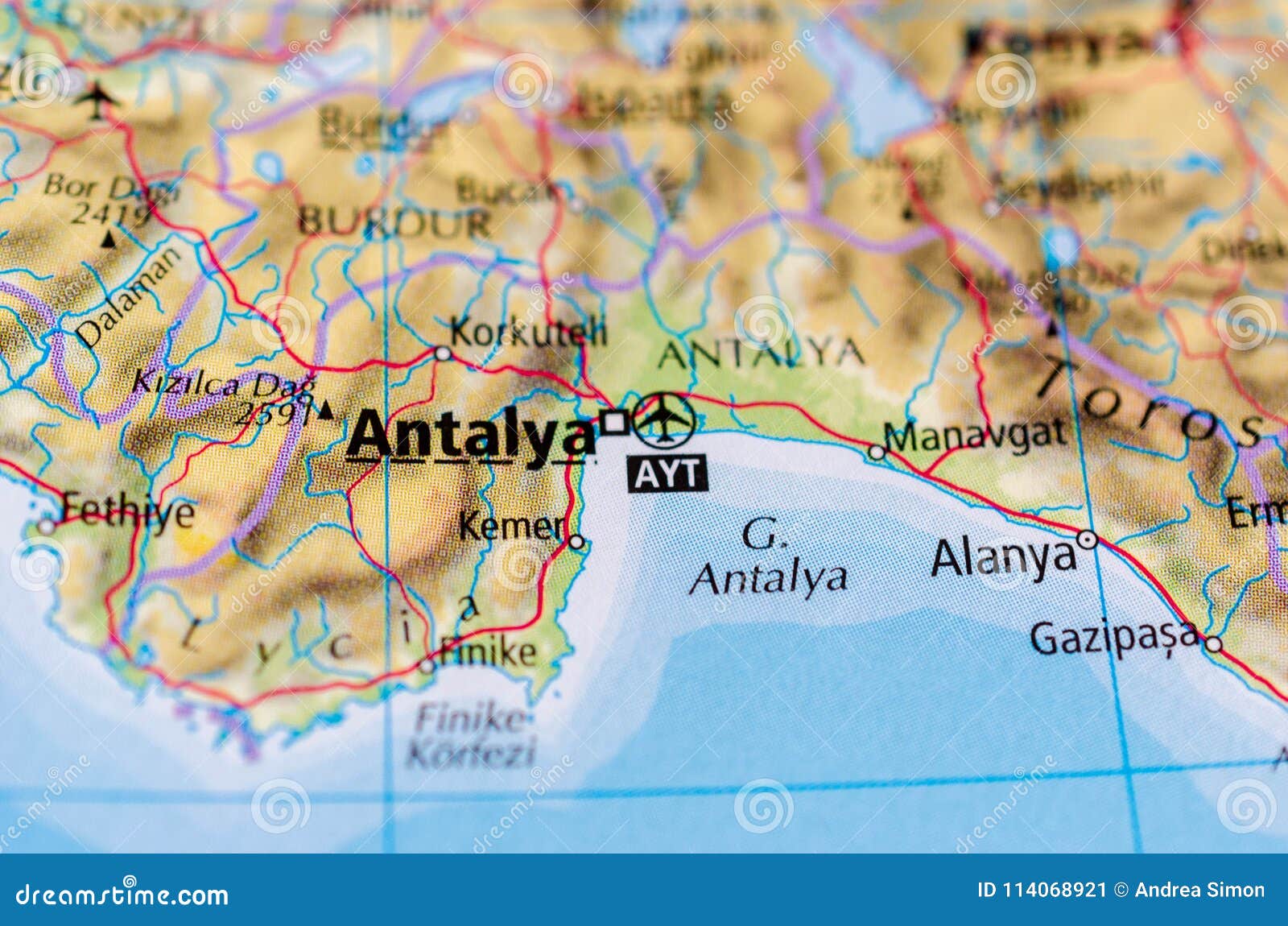 Antalya Auf Karte Stockbild Bild Von Gegend Land Geographisch 114068921