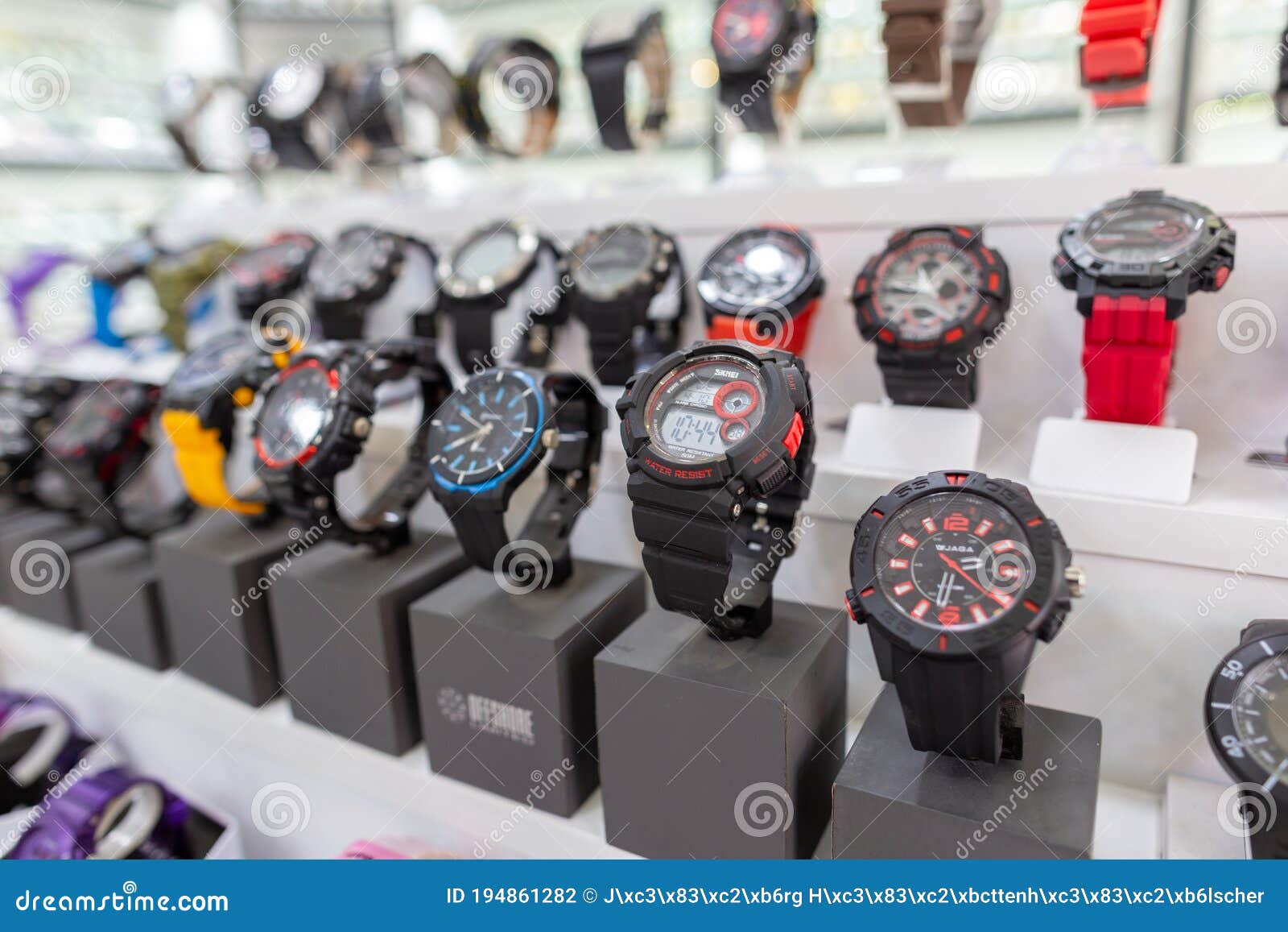 Watches of Various Brands Stands in a Watch Market Shop Editorial ...