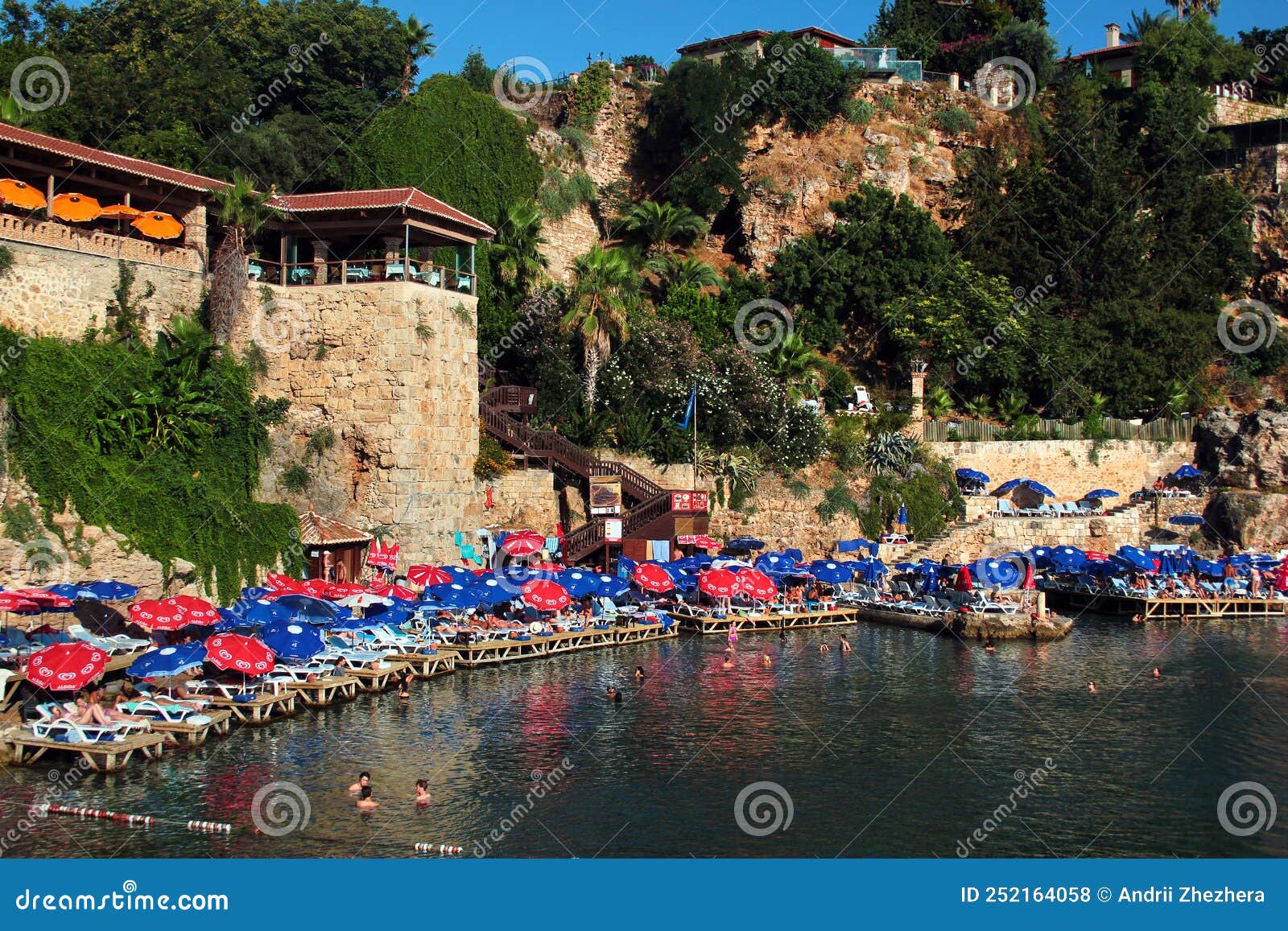 Antalya, Turkey July 18, 2022 Mermerli Beach in the Center of