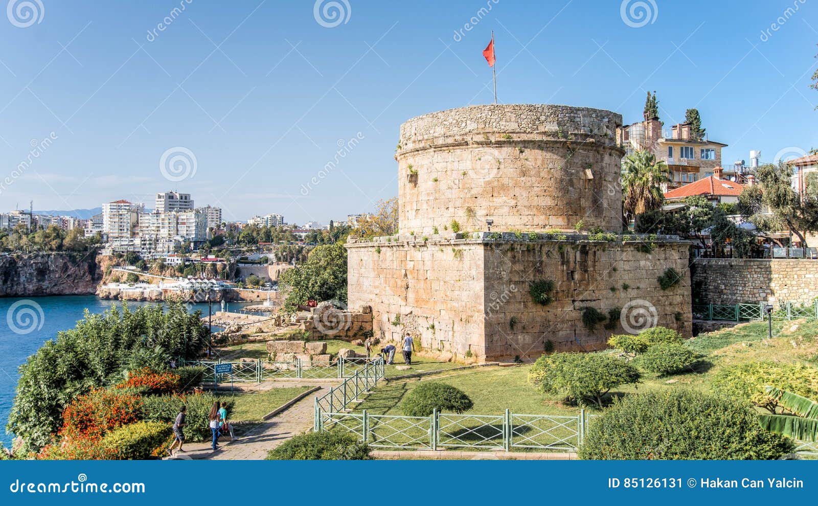 Antalya, Turkey October 16, 2013 Castle of Antalya in the Old Harbor