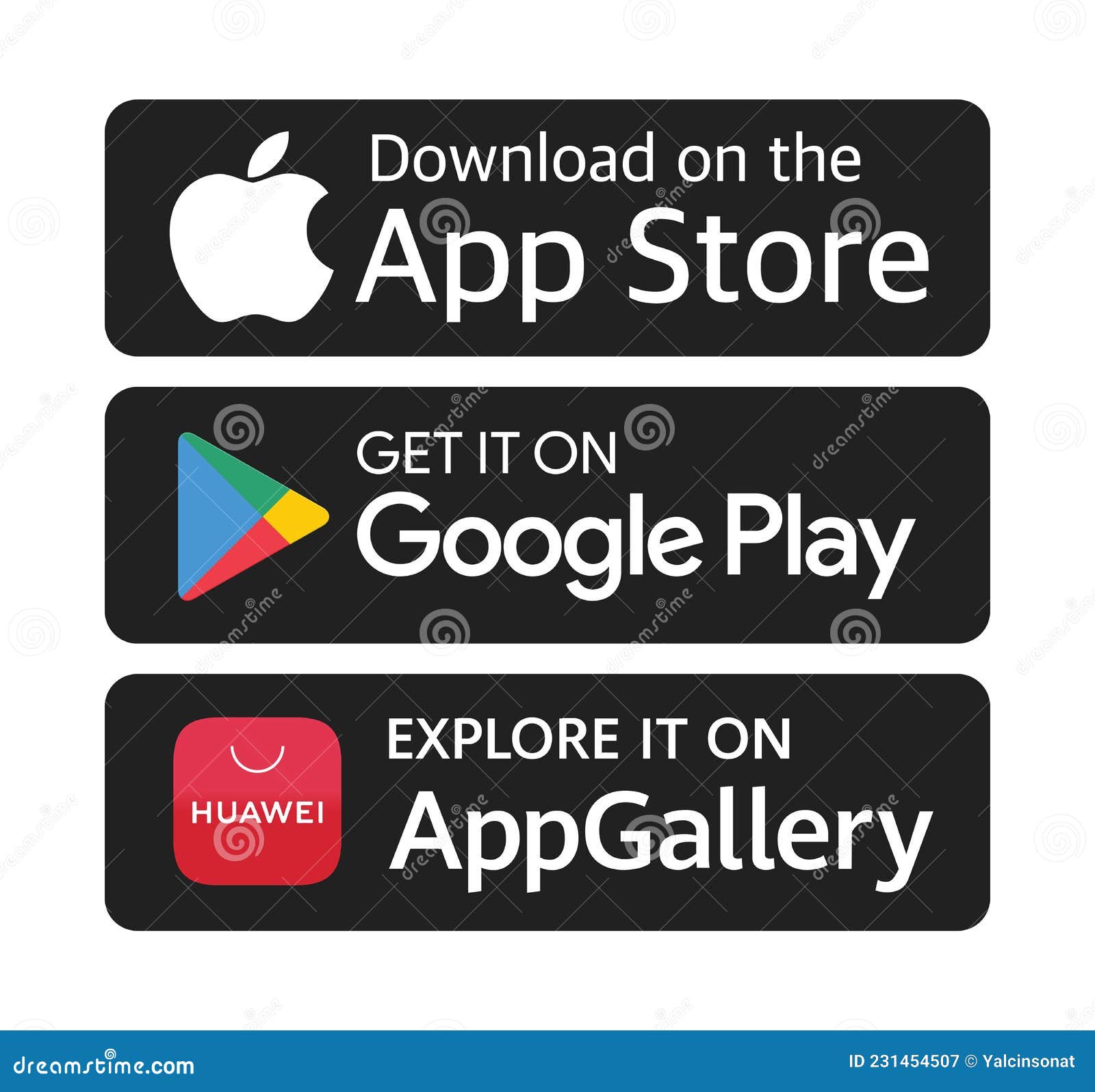 Set of buttons Google Play, App Store, AppGallery 26775596 Vector Art at  Vecteezy