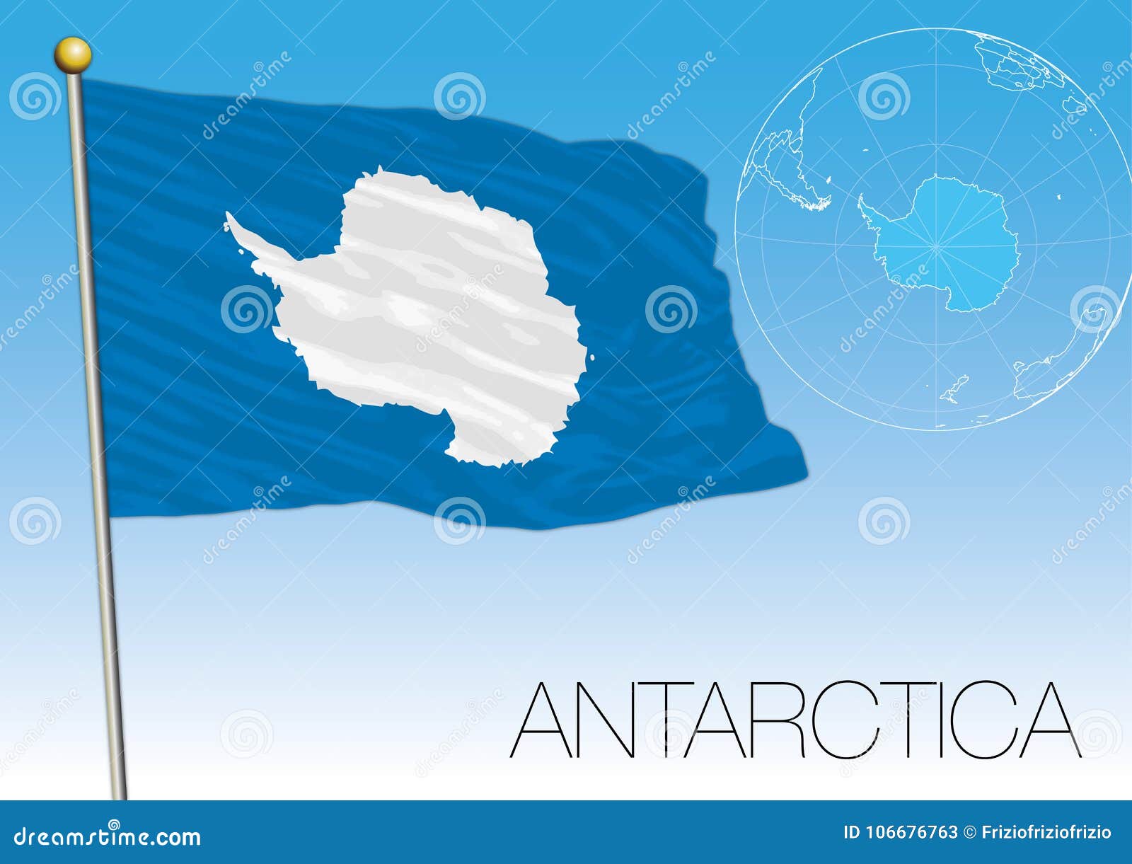 Antarctica Flag Realistic Waving Fabric Flag RoyaltyFree Stock Image