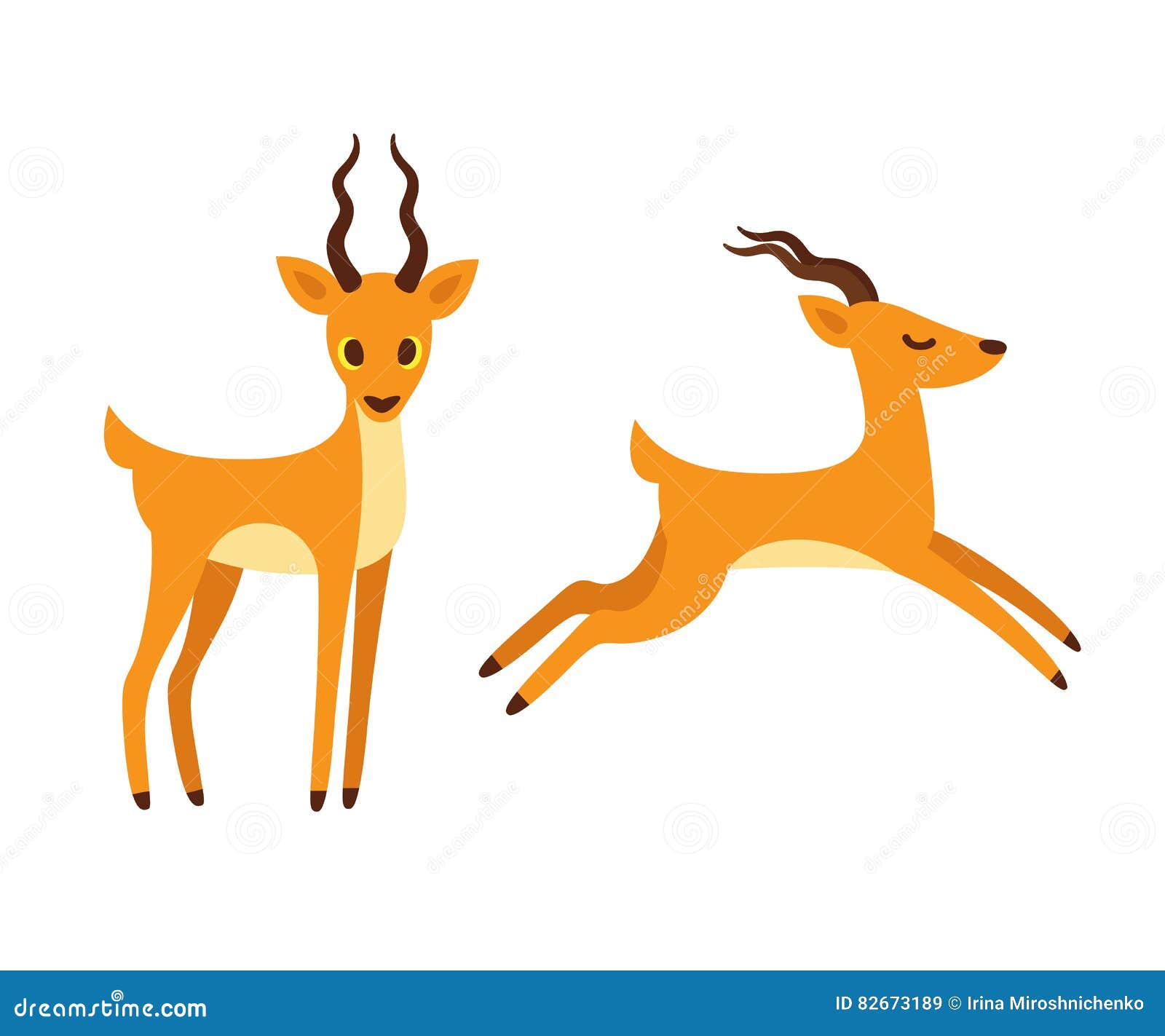 Antelope Cartoon Illustration. Stock Vector Illustration of animal