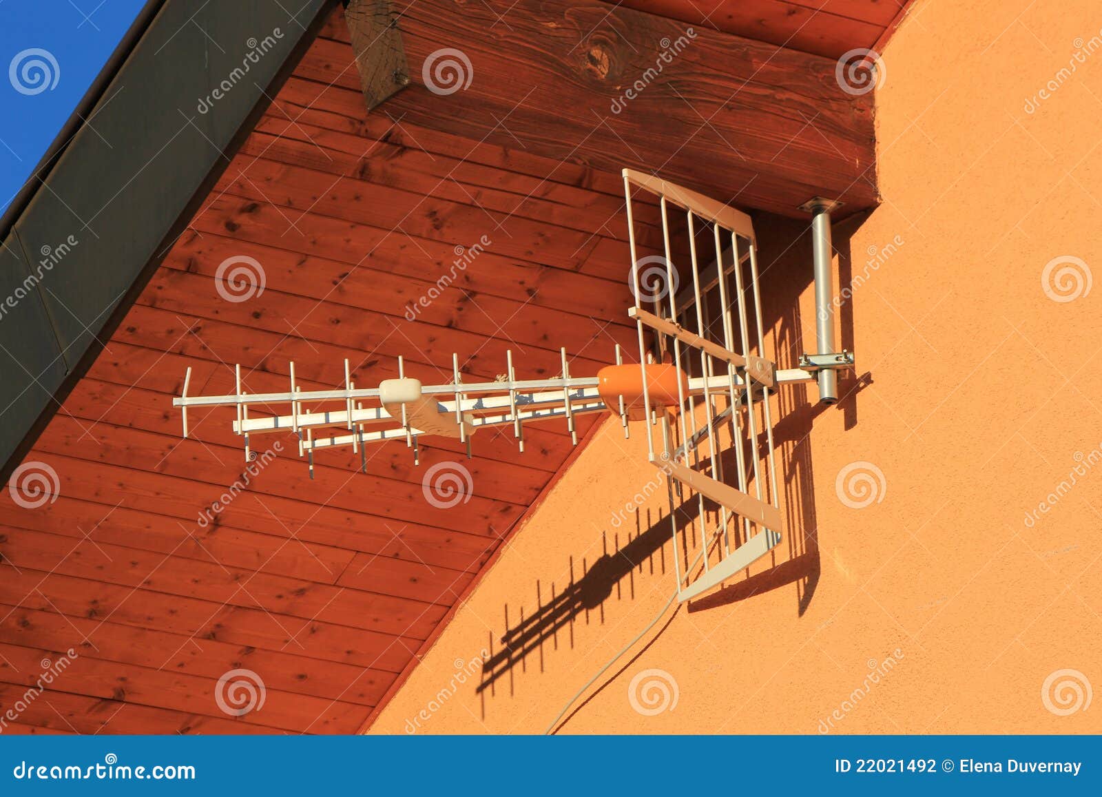 Antenna on house wall stock photo. Image of facade, cell 22021492