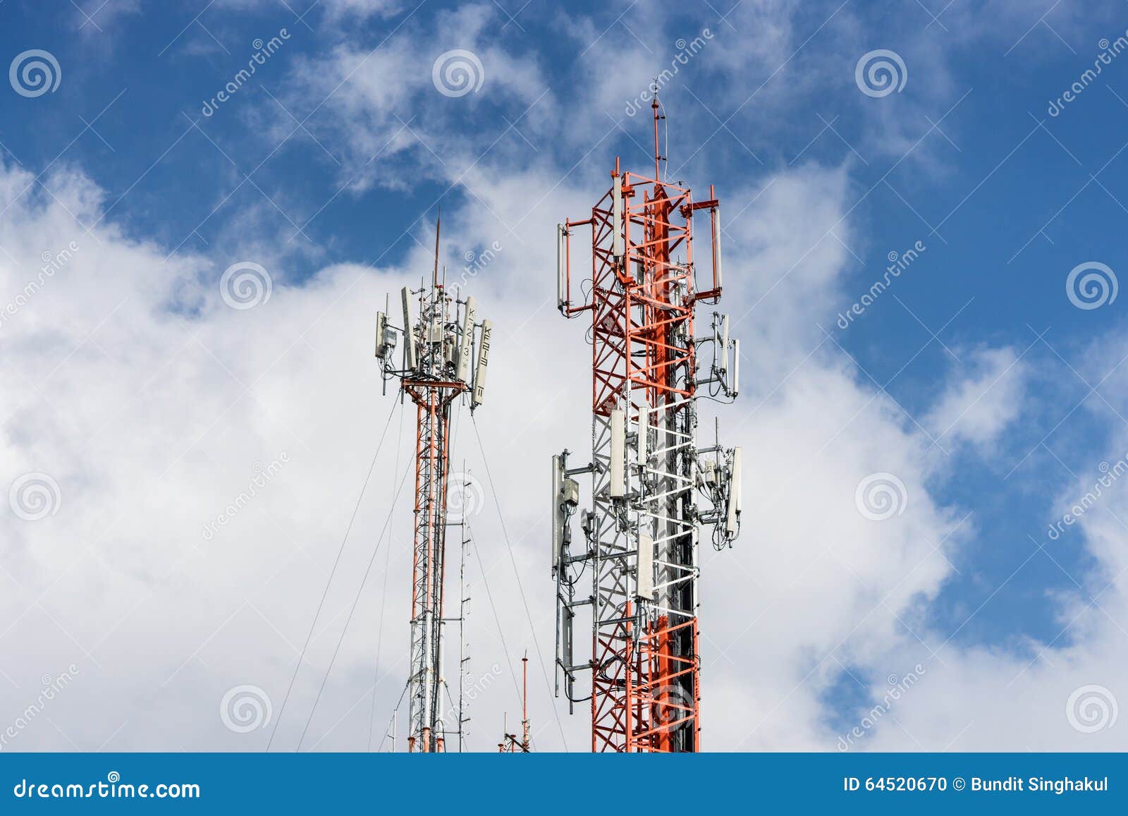 Antenna Repeater Tower on Blue Sky Stock Photo Image of lightning, satellite 64520670