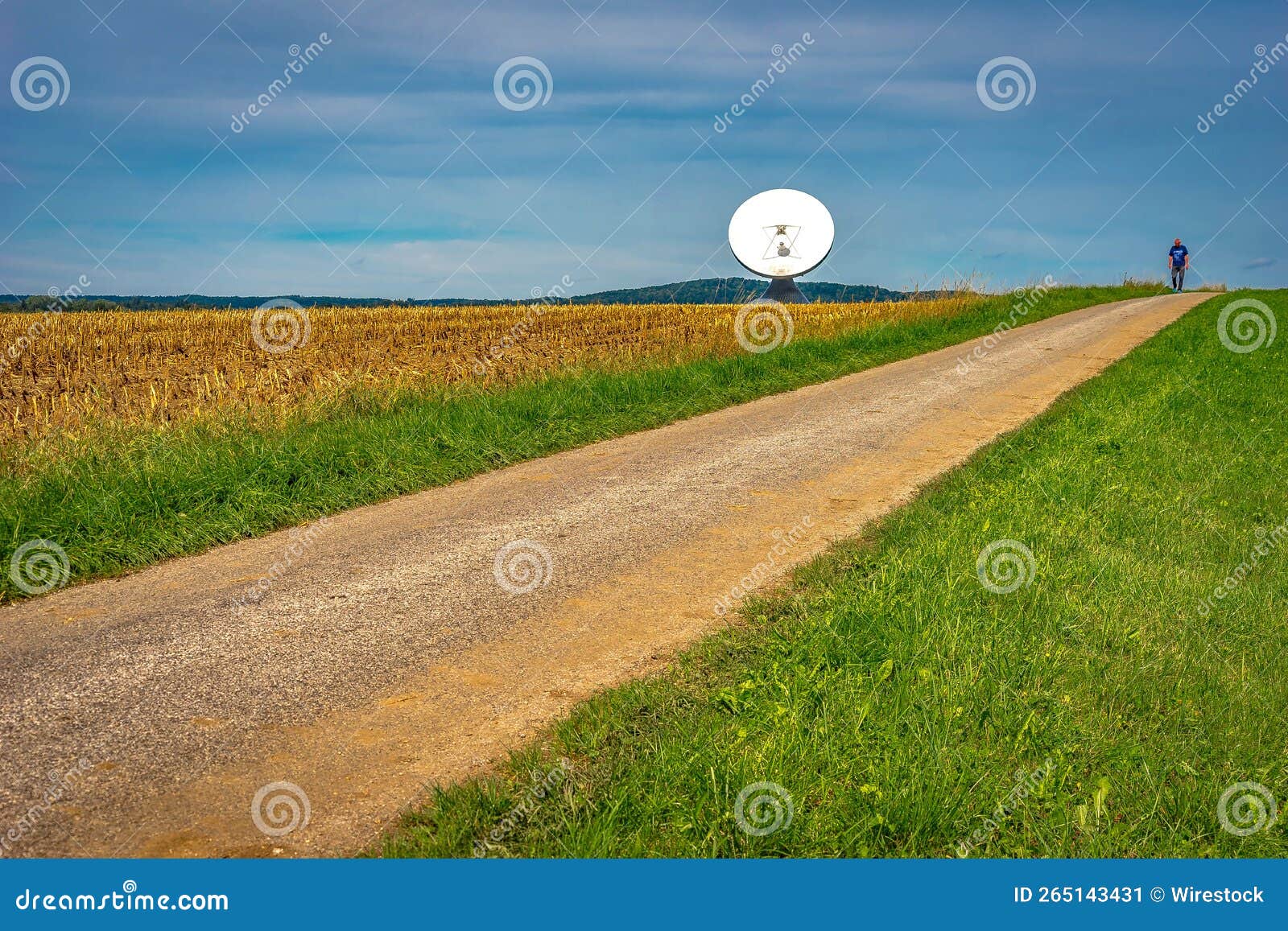 Antenna Satellite Standing in the Meadow Editorial Photo Image of