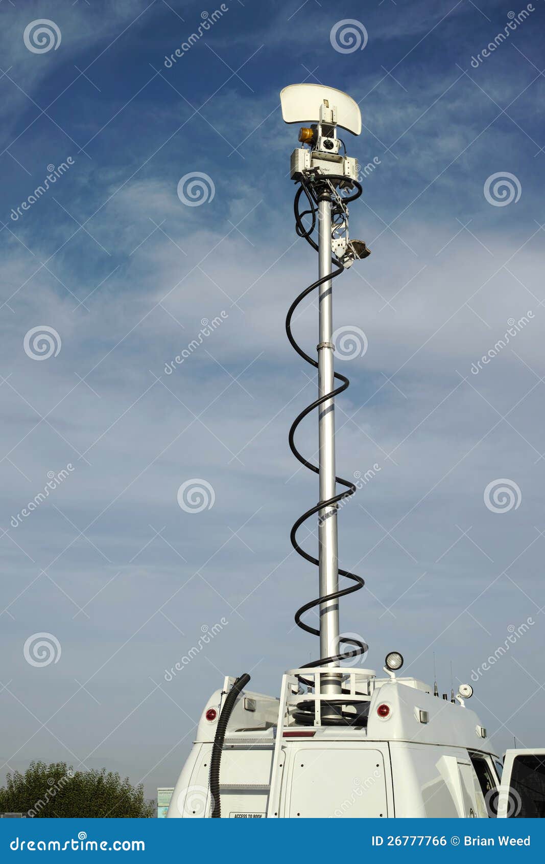Antenna on Television Van stock photo. Image of cable 26777766