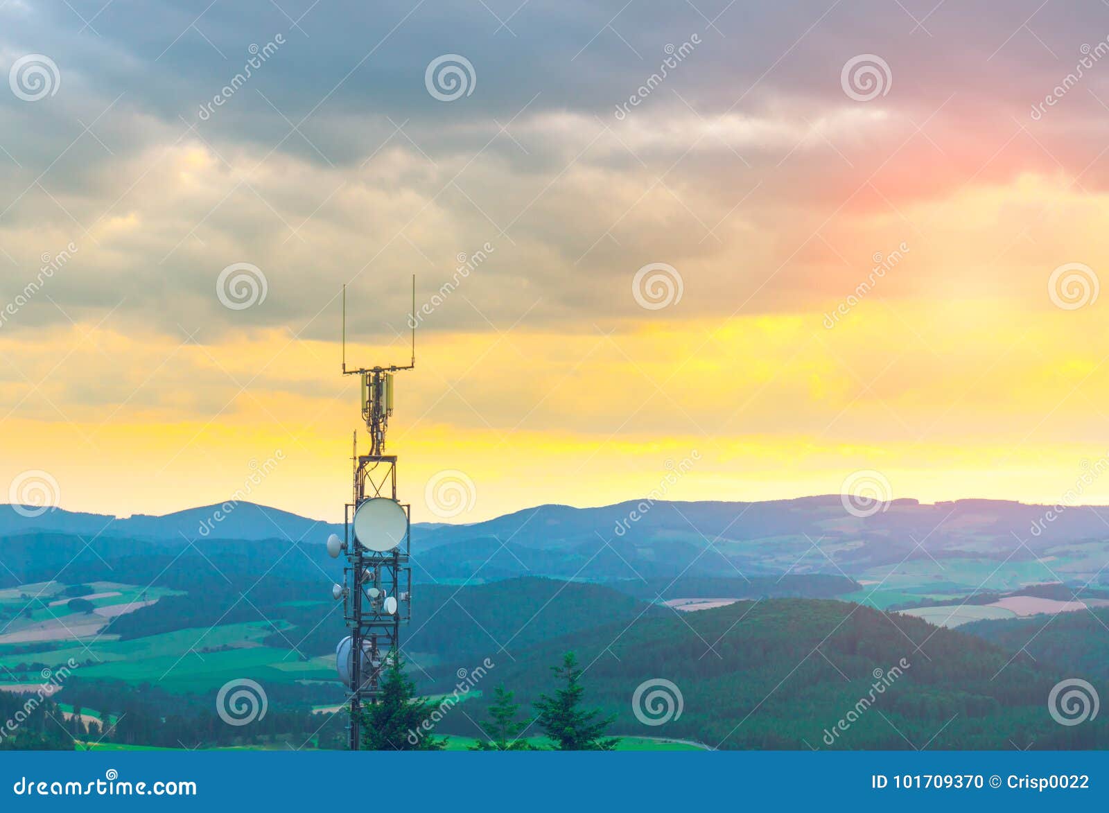 Antenna at the top stock photo. Image of people, repeater 101709370