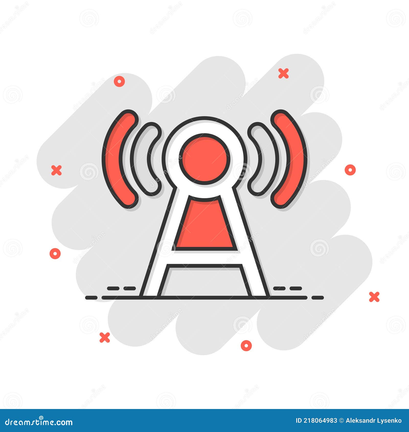 Antenna Tower Icon in Comic Style. Broadcasting Cartoon Vector