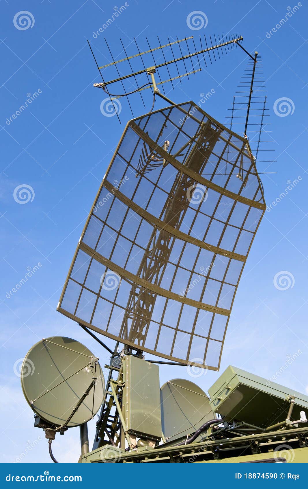 Antenna Verde Militare Sul Trasmettitore Fotografia Stock Immagine di