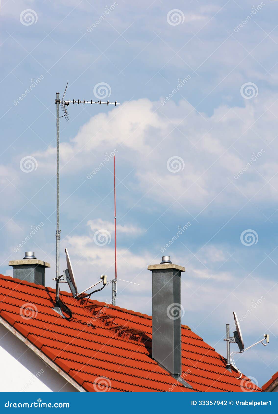 Antennas and Chimneys on the Roof Stock Photo Image of ceiling, house