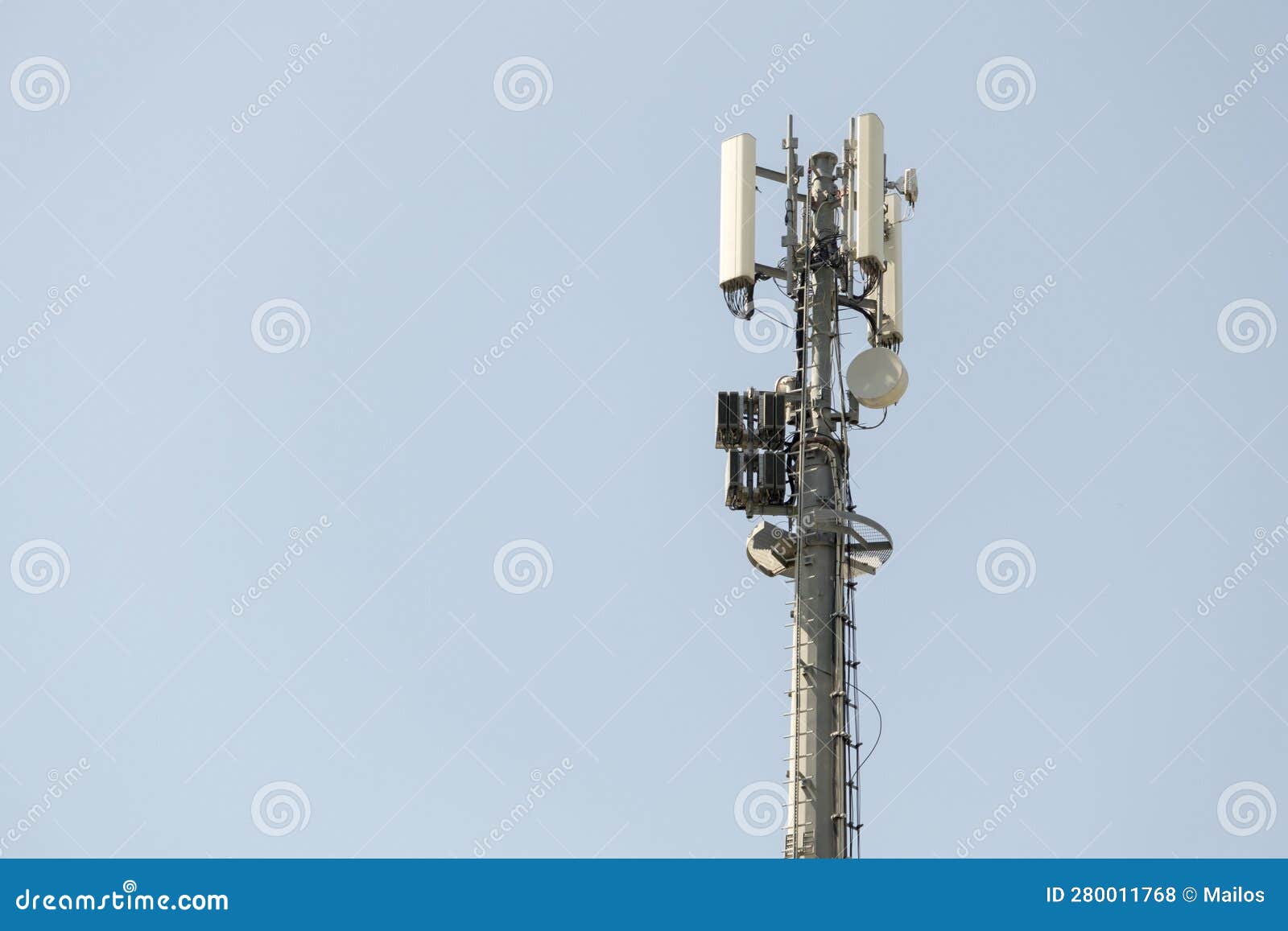 Antennas and Electronic Communications Equipment on Top of a Tower Form