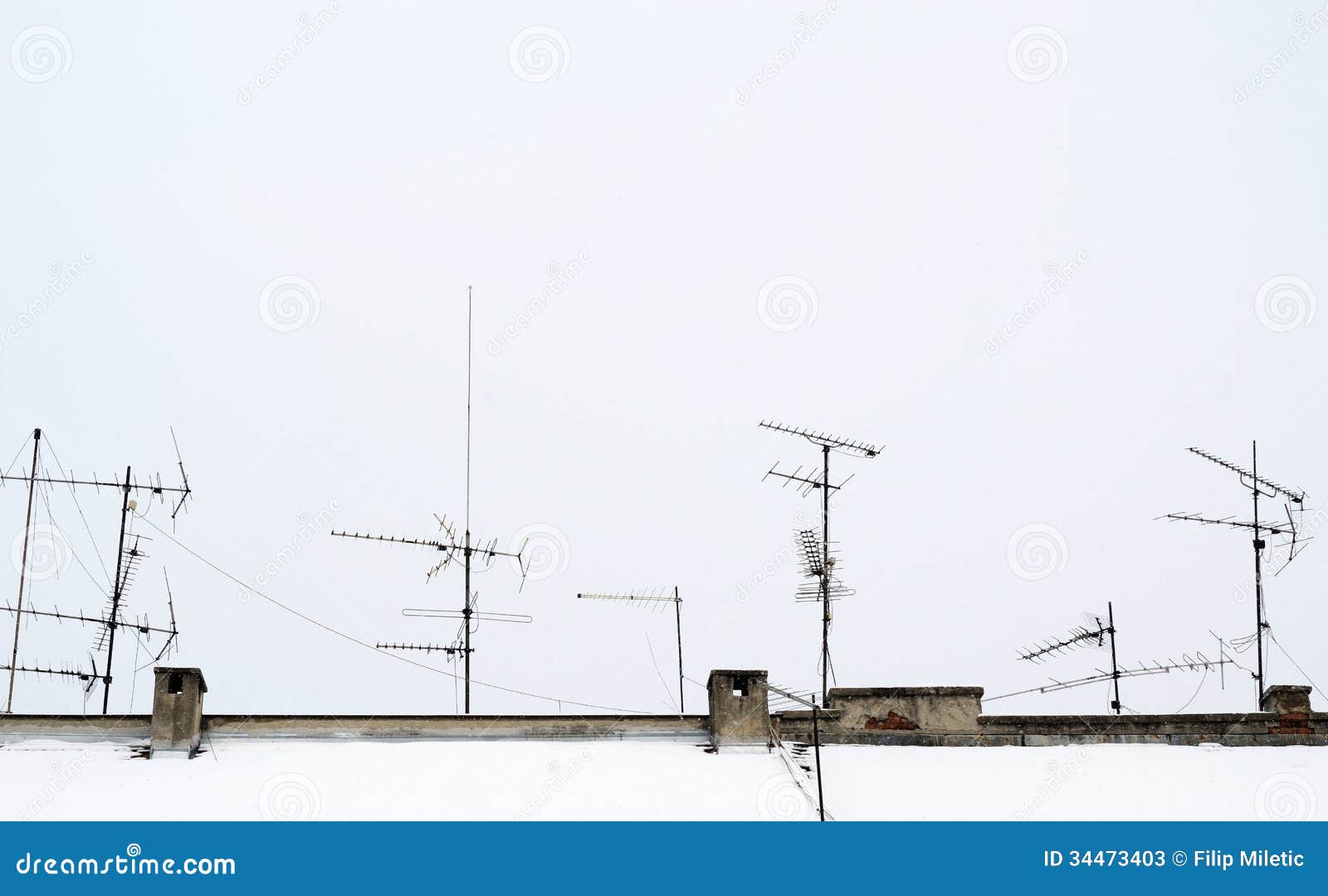 Antennas on roof stock image. Image of receiver, radio 34473403