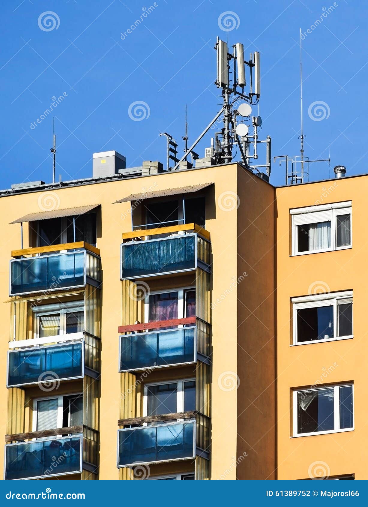 Antennas on the Top of an Apartment Building Stock Photo Image of
