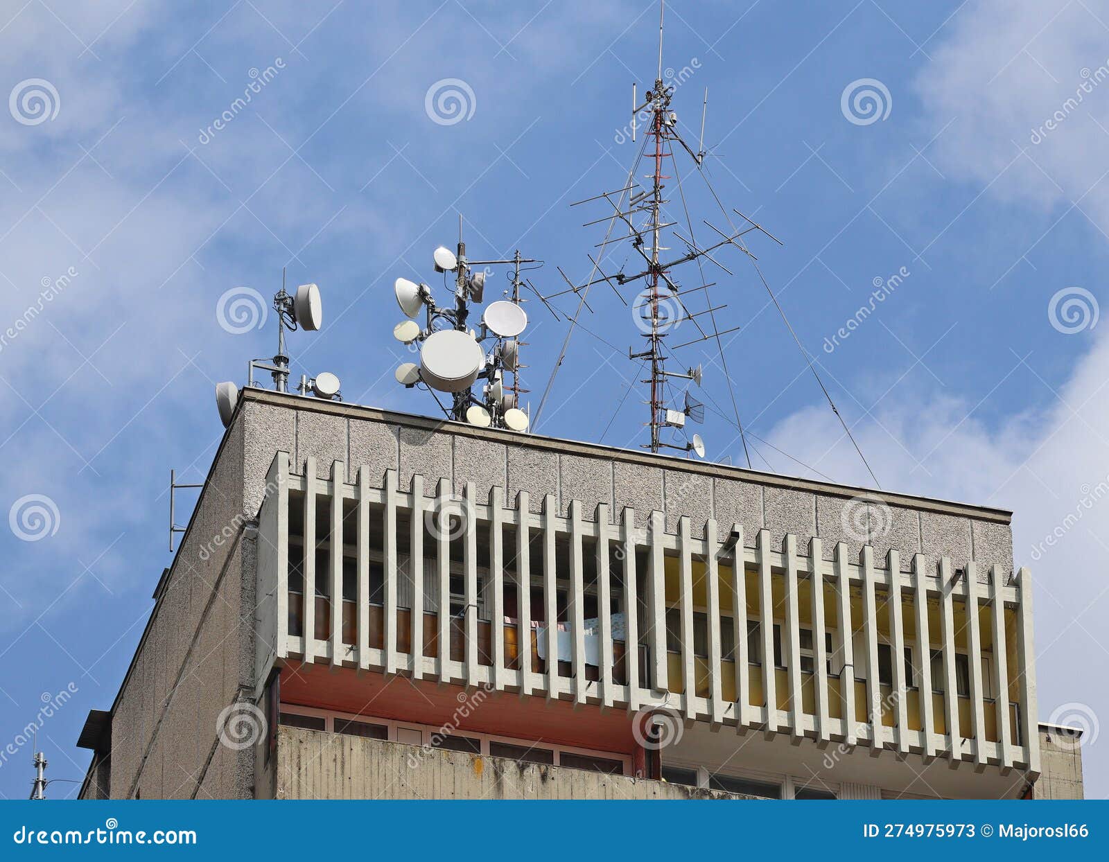 Antennas on the Top of a High Apartment Building Stock Image Image of