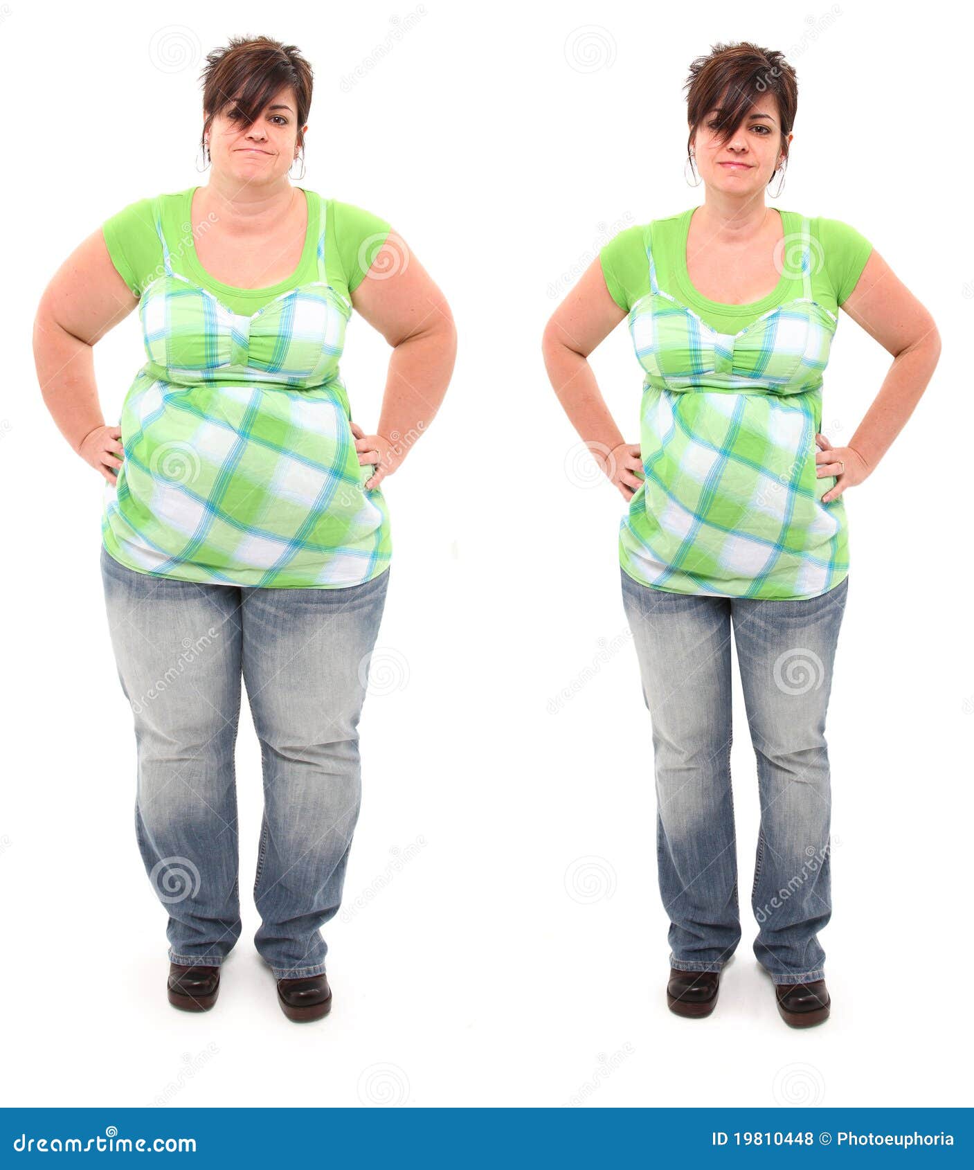 Antes E Depois Da Mulher Dos Anos De Idade Do Excesso De Peso Foto De Stock Imagem De Sobre