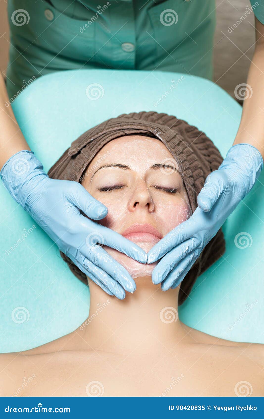 Anti Aging Facial Massage Cosmetologist Doing Massage For Young Woman At Spa Salon Stock Image