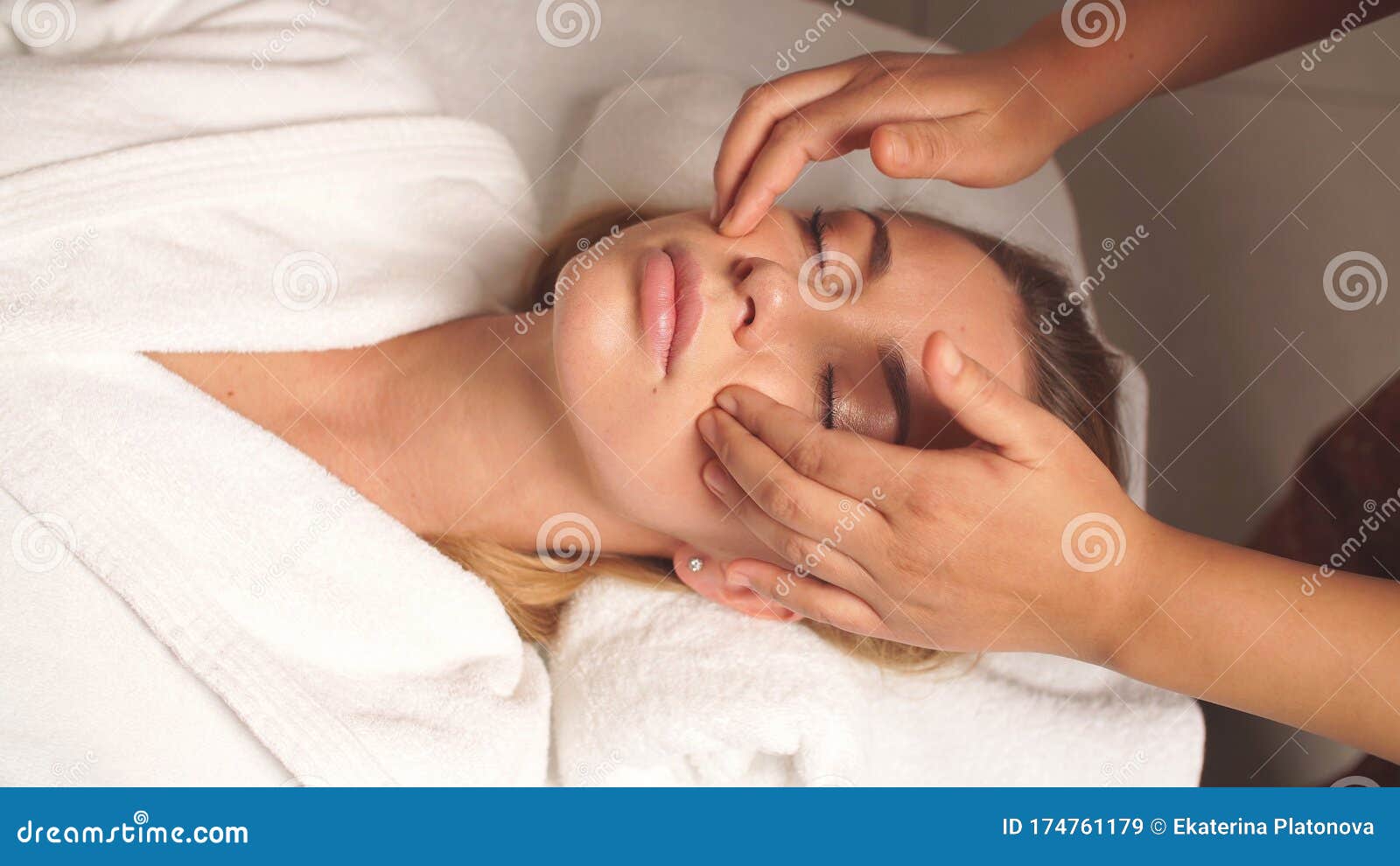 Anti Aging Facial Massage A Pretty Woman In Complete Relaxation From A