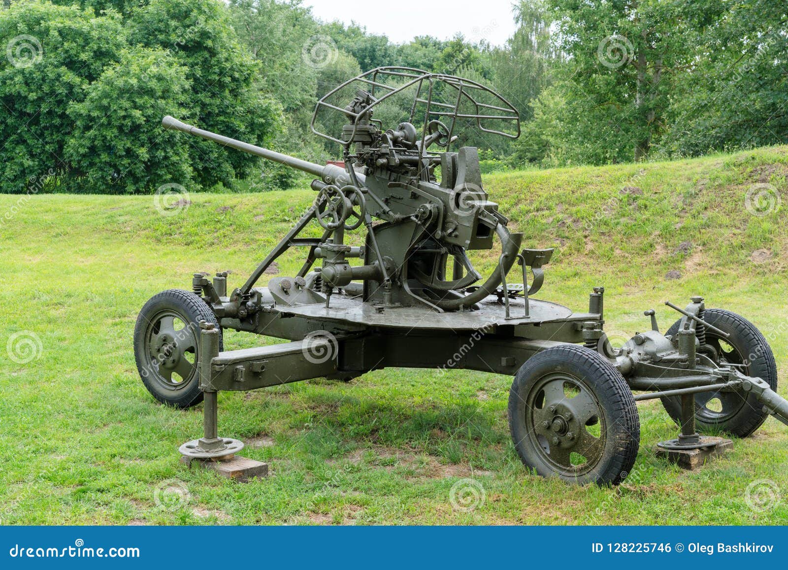 Antiaircraft Gun from the Time of the Second World War. Stock Photo