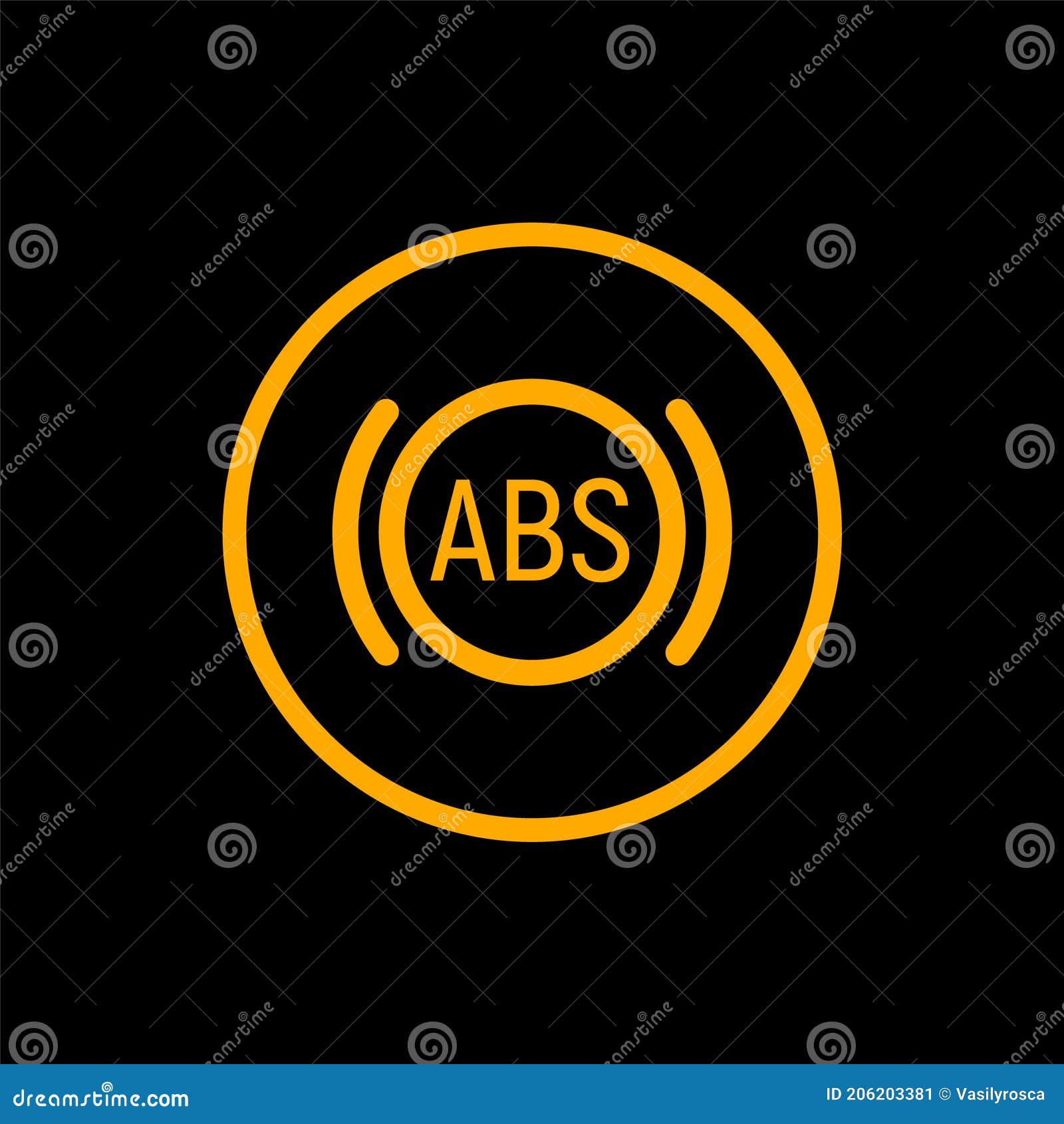 Anti Braking Abs Button Logo System. Lock Braking System Icon Symbol