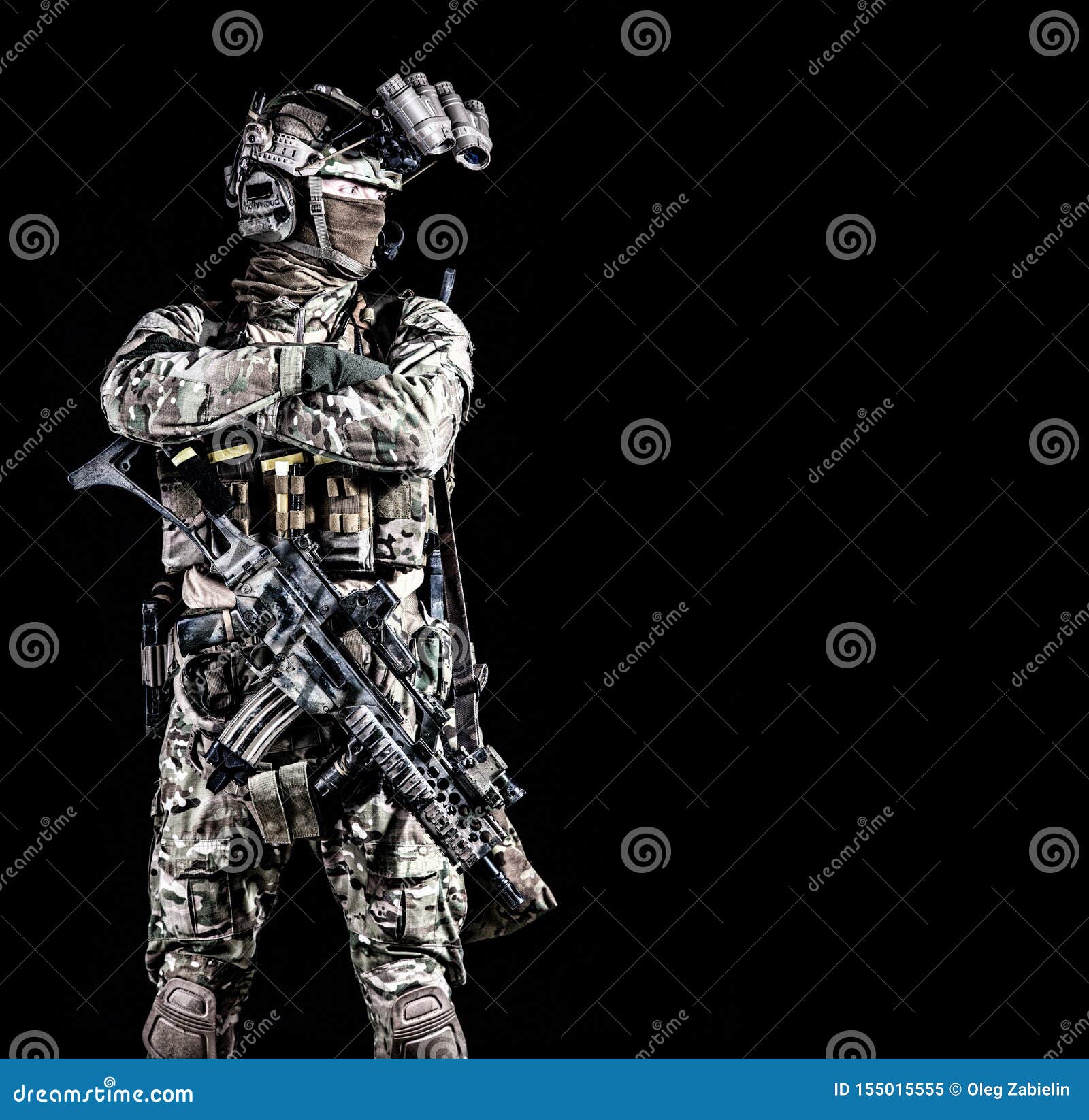 Anti Terrorist Squad Fighter on Black Background Stock Image - Image of
