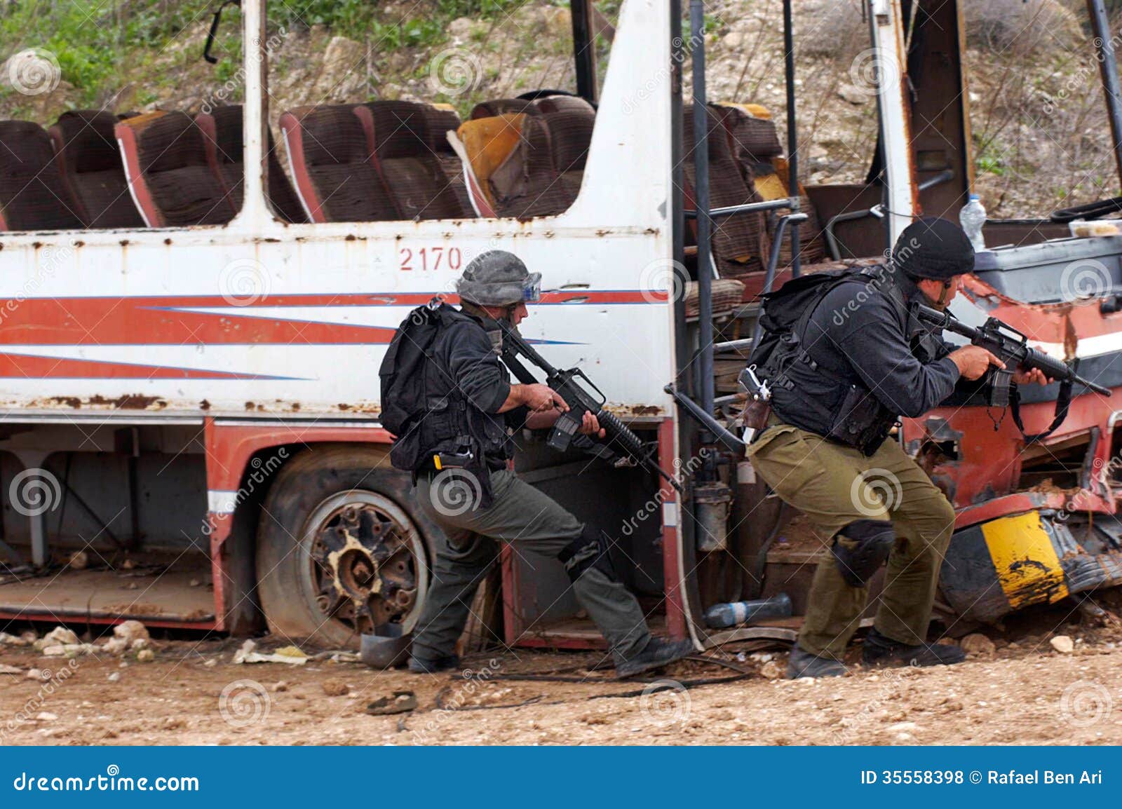 anti terrorist squads practicing rescue hijacked bus negev isr jan jan coastal road massacre israeli civilians 35558398