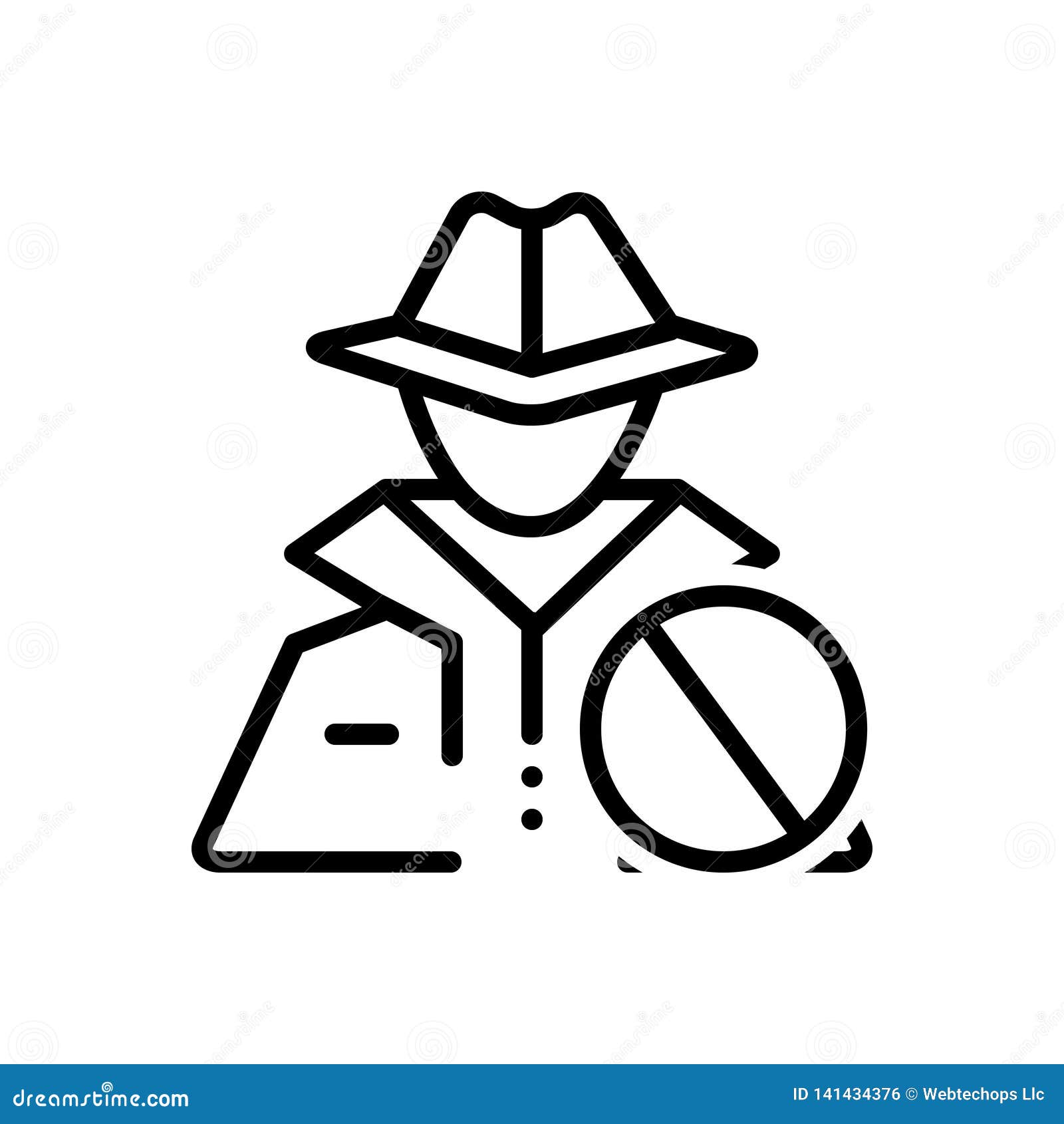 Black Line Icon for Anti Theft, Hacker and Security Stock Vector
