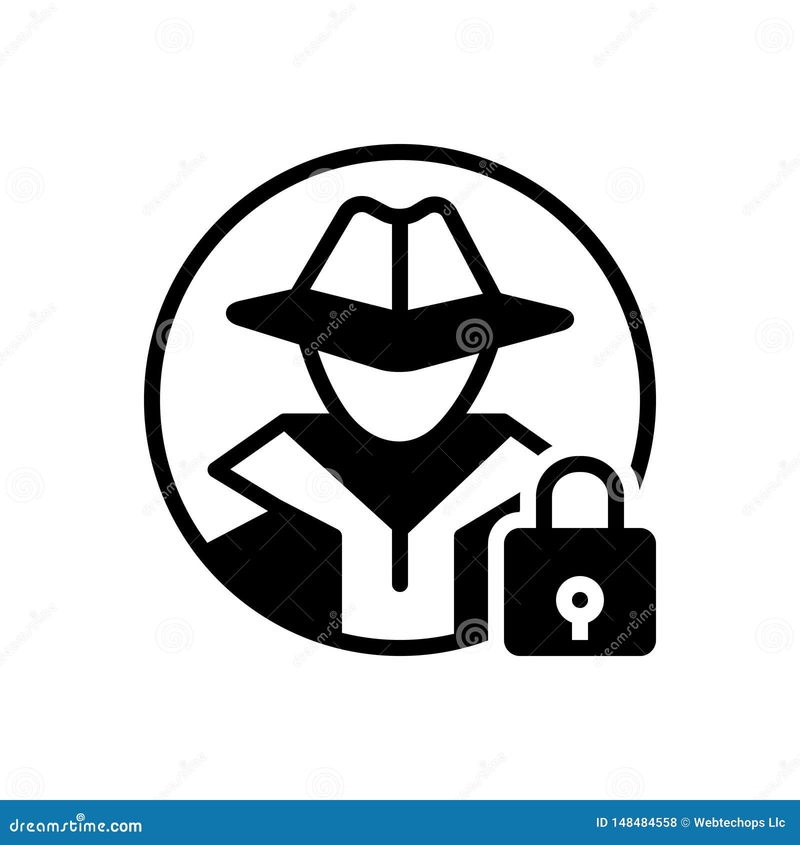 Black Solid Icon for Anti Theft, Protection and Hacker Stock Vector